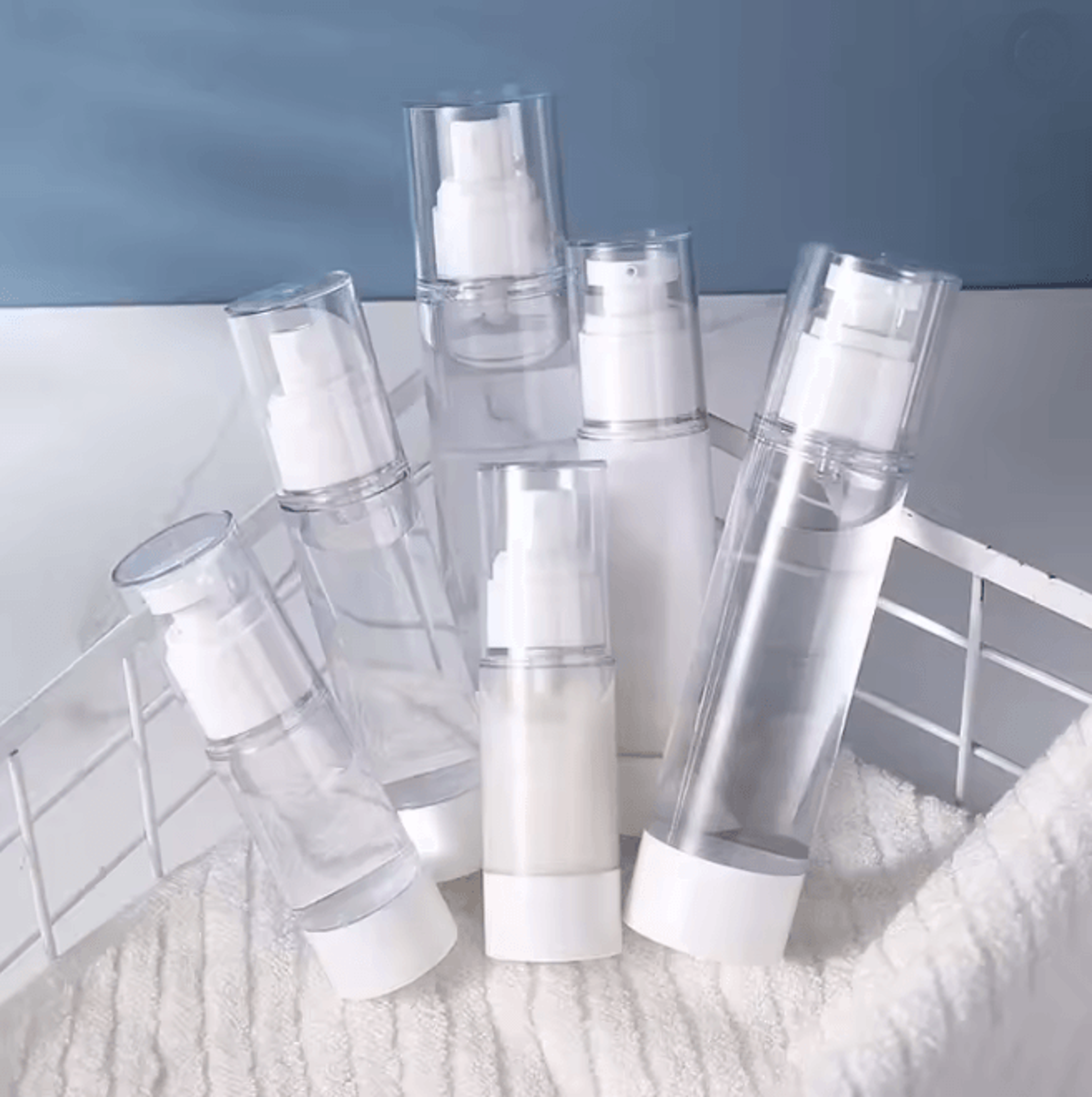 Clear Airless Pump Bottle Travel Size Cosmetic Cream Dispenser 1