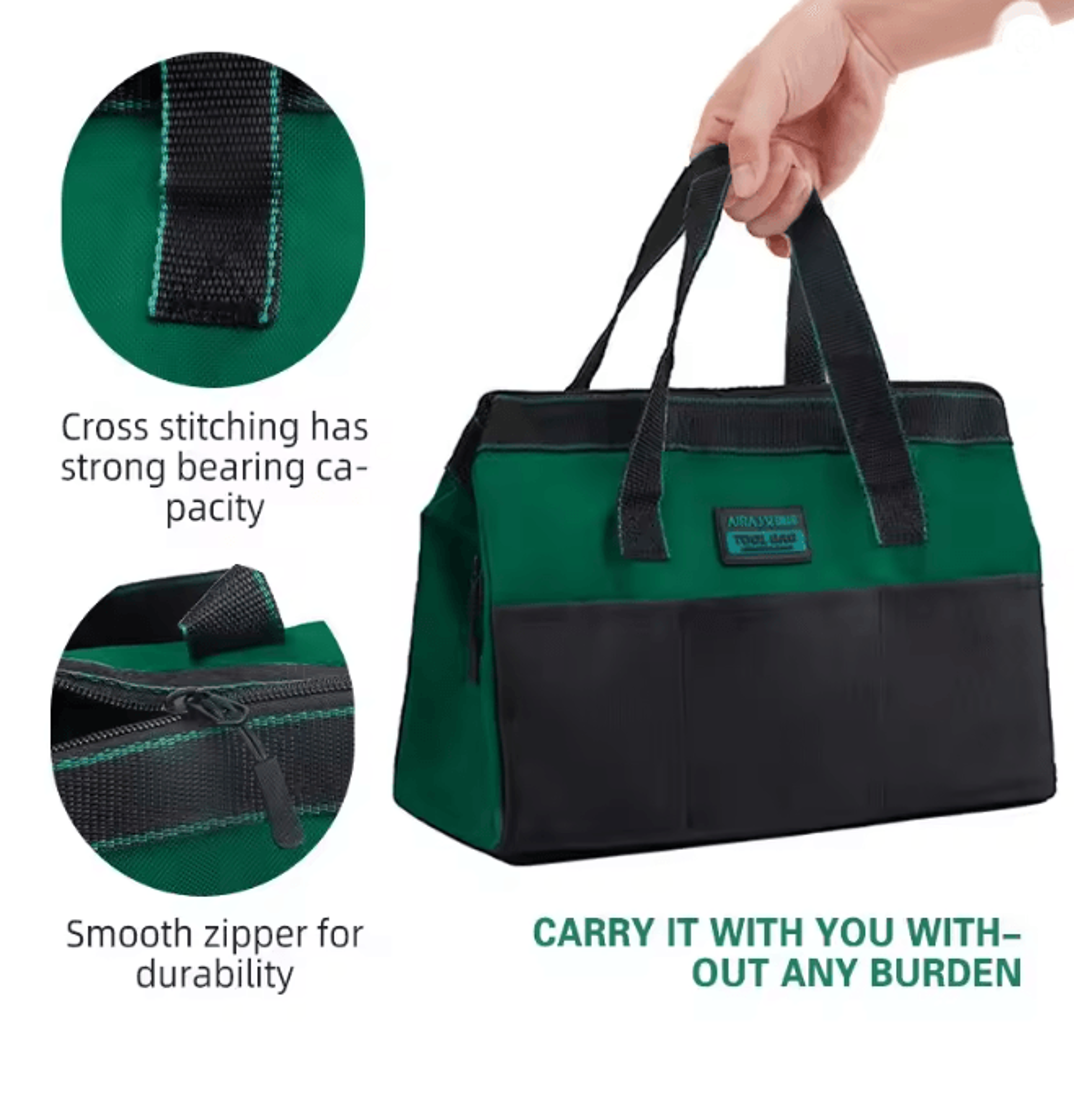 AIRAJ 13 Inch Heavy Duty Tool Bag Durable Oxford Electrician Storage Tote 2