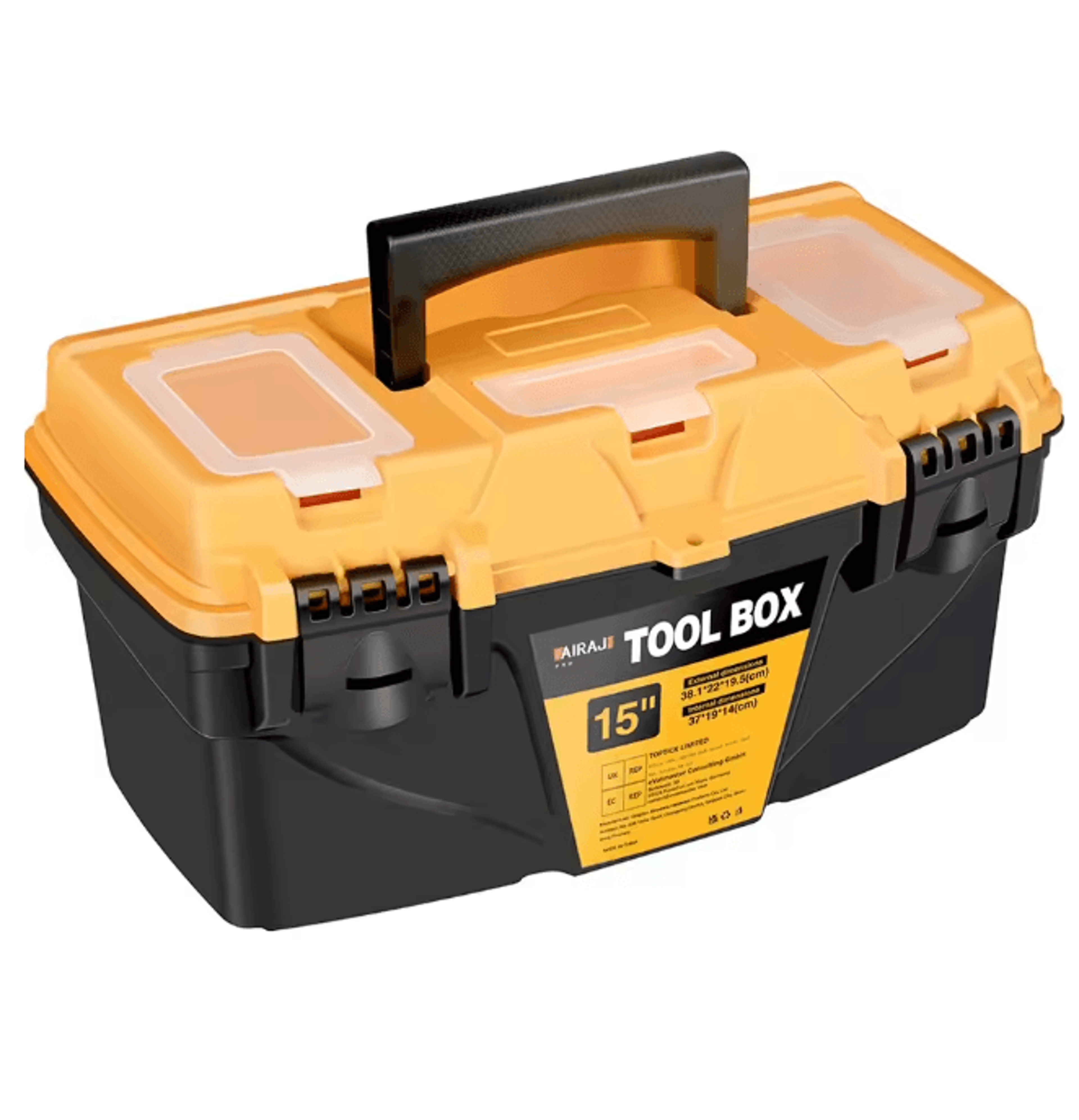 AIRAJ Heavy Duty Plastic Tool Box 12 Or 15 Inch Portable Hardware Storage Case 5