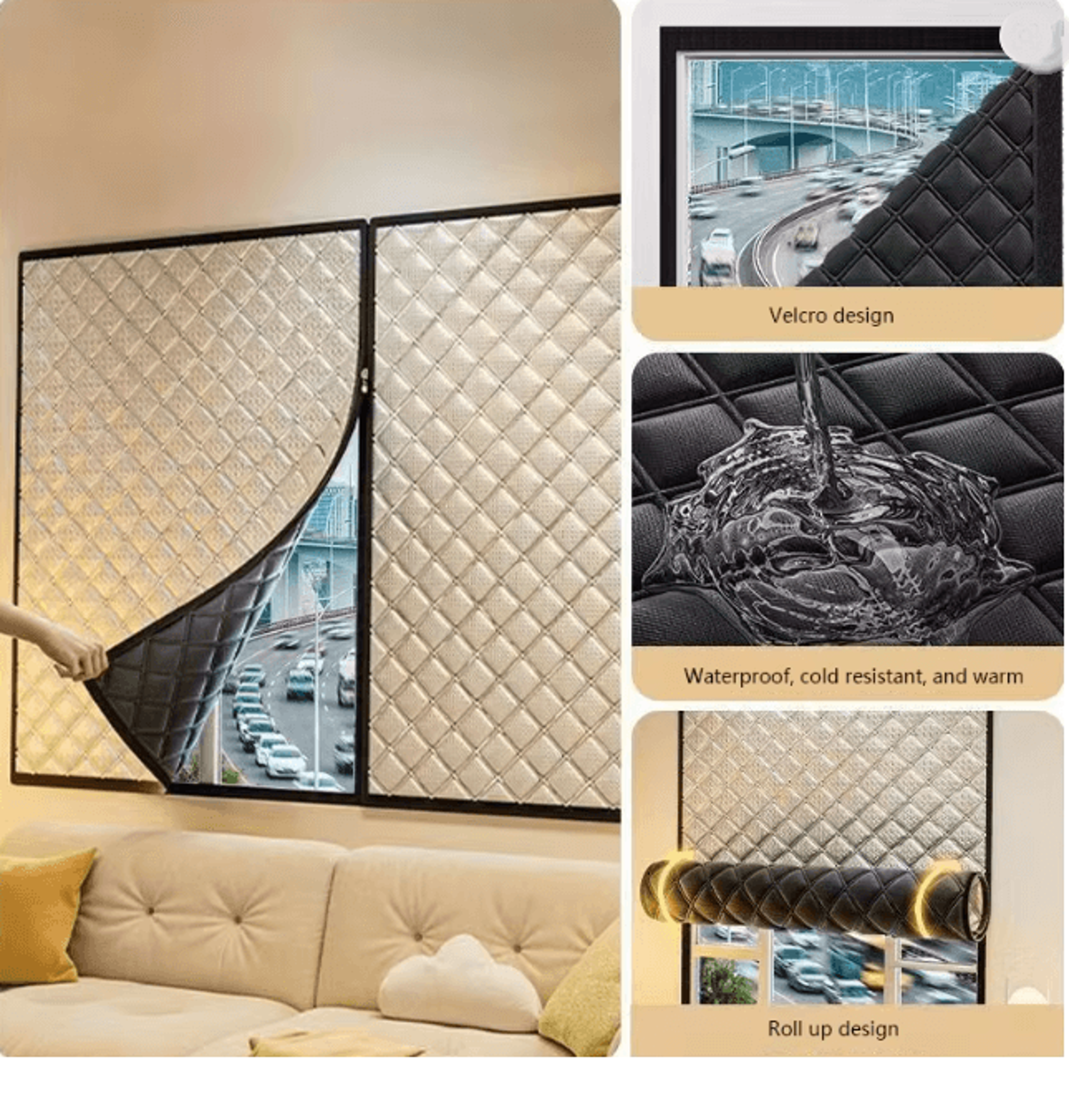 Custom Windproof Winter Curtains Zipper Sealed No Drill Insulated Window Cover 1