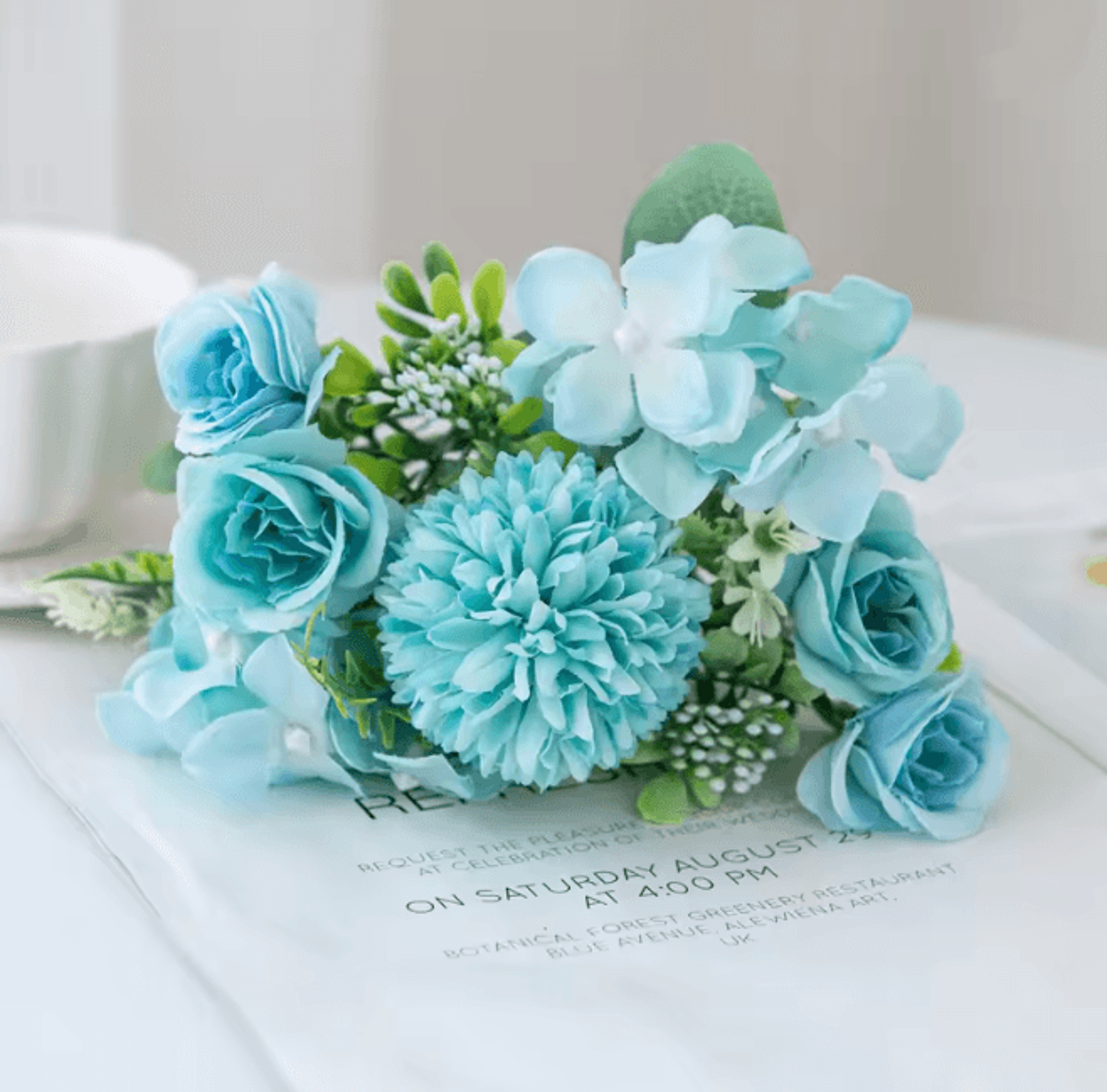 29CM Artificial Rose And Chrysanthemum Silk Bouquet For Wedding Decor 5