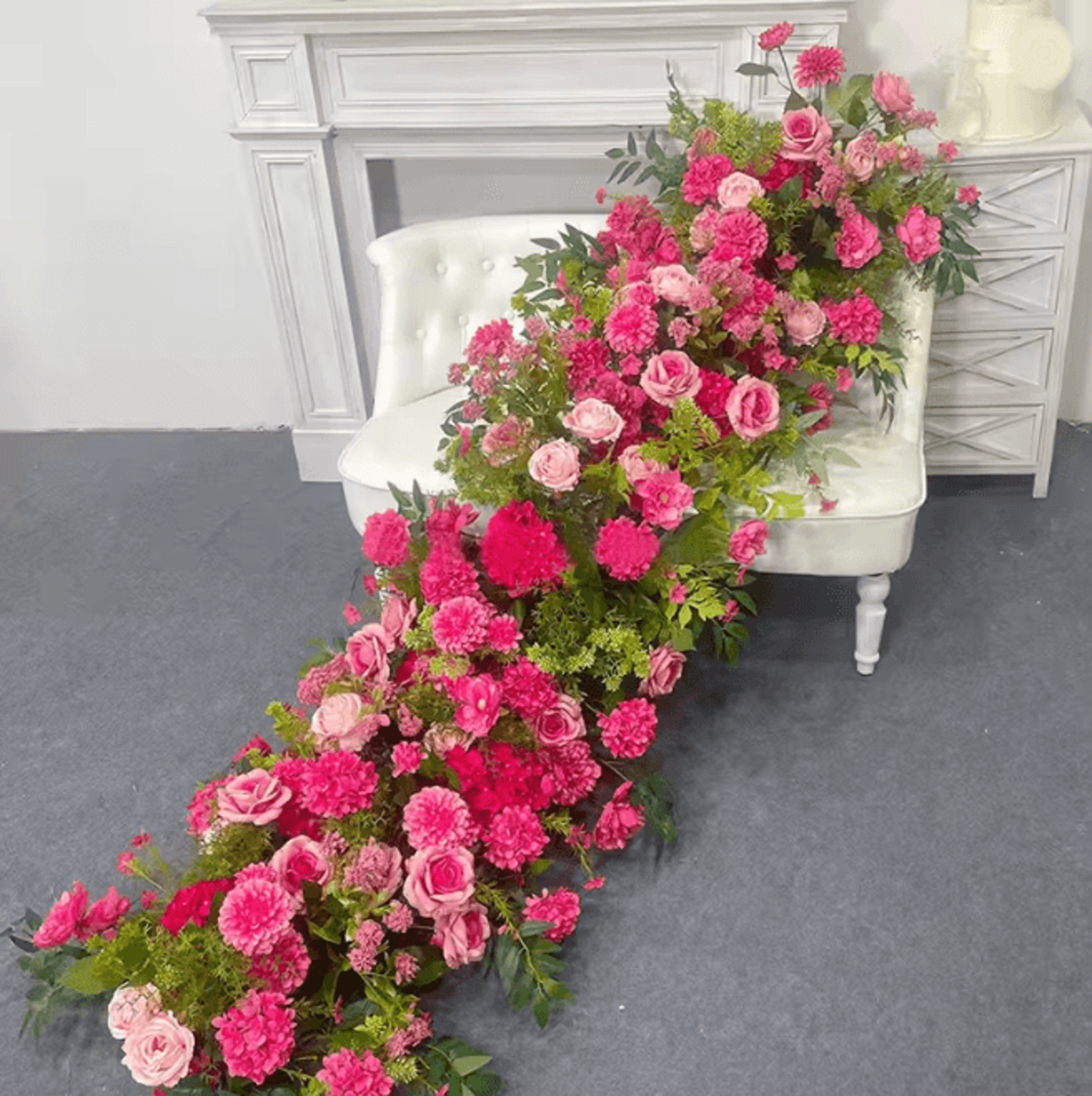 Luxury Red Rose Artificial Flower Row Wedding Table Centerpiece Decor 6