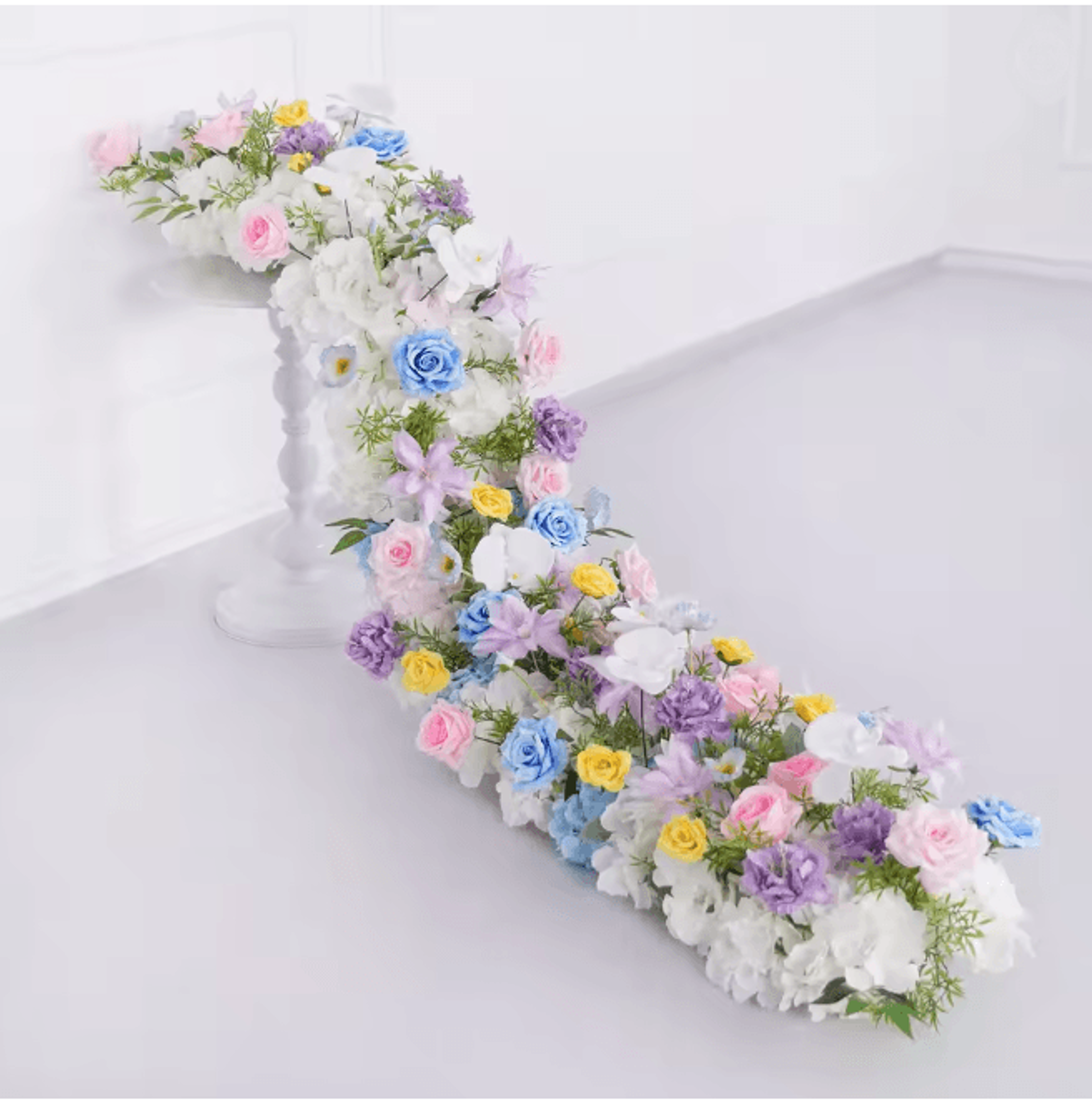 Luxury Red Rose Artificial Flower Row Wedding Table Centerpiece Decor 12