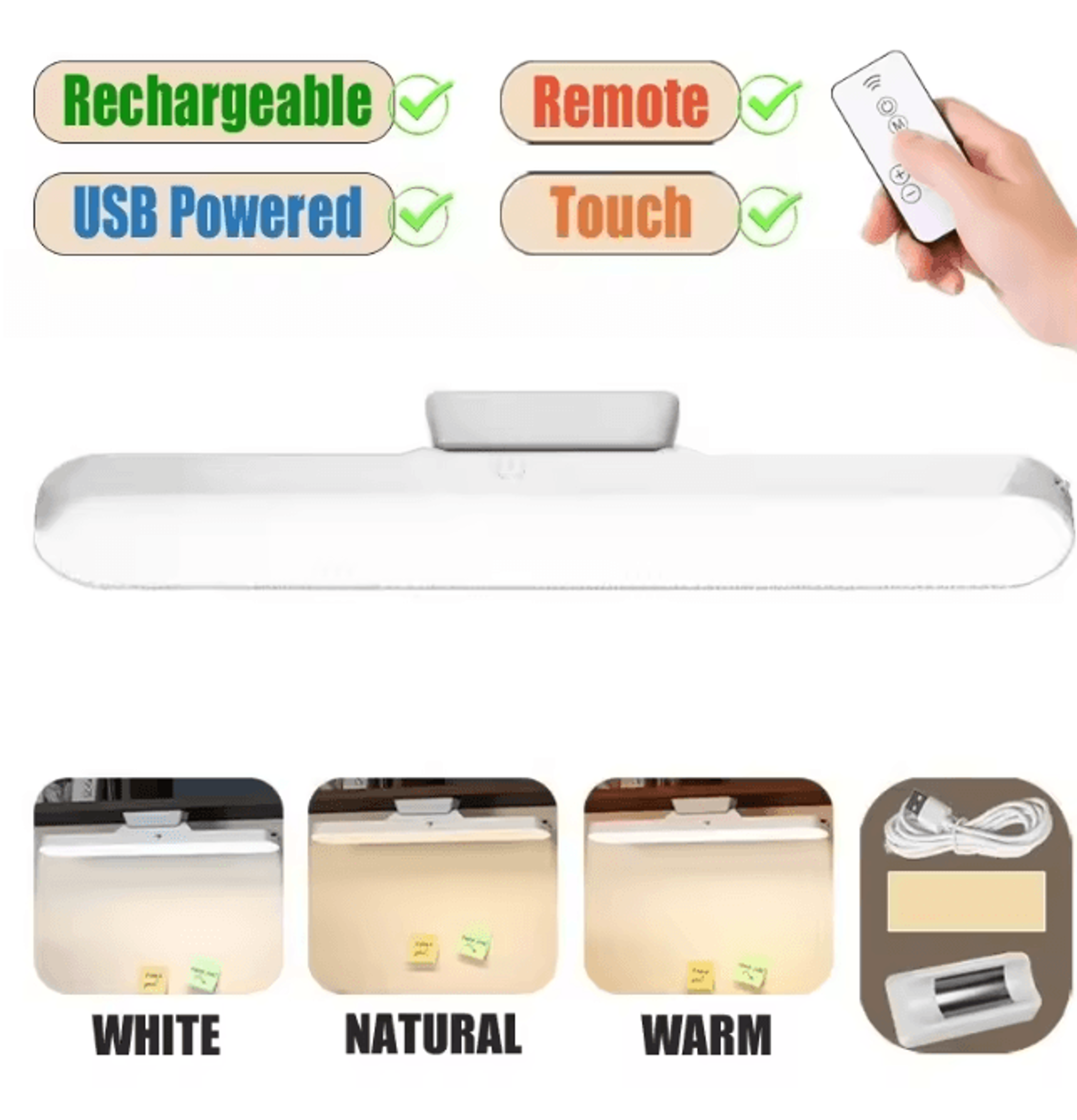Magnetic LED Desk Lamp With Remote USB Rechargeable Eye Protection Light 3