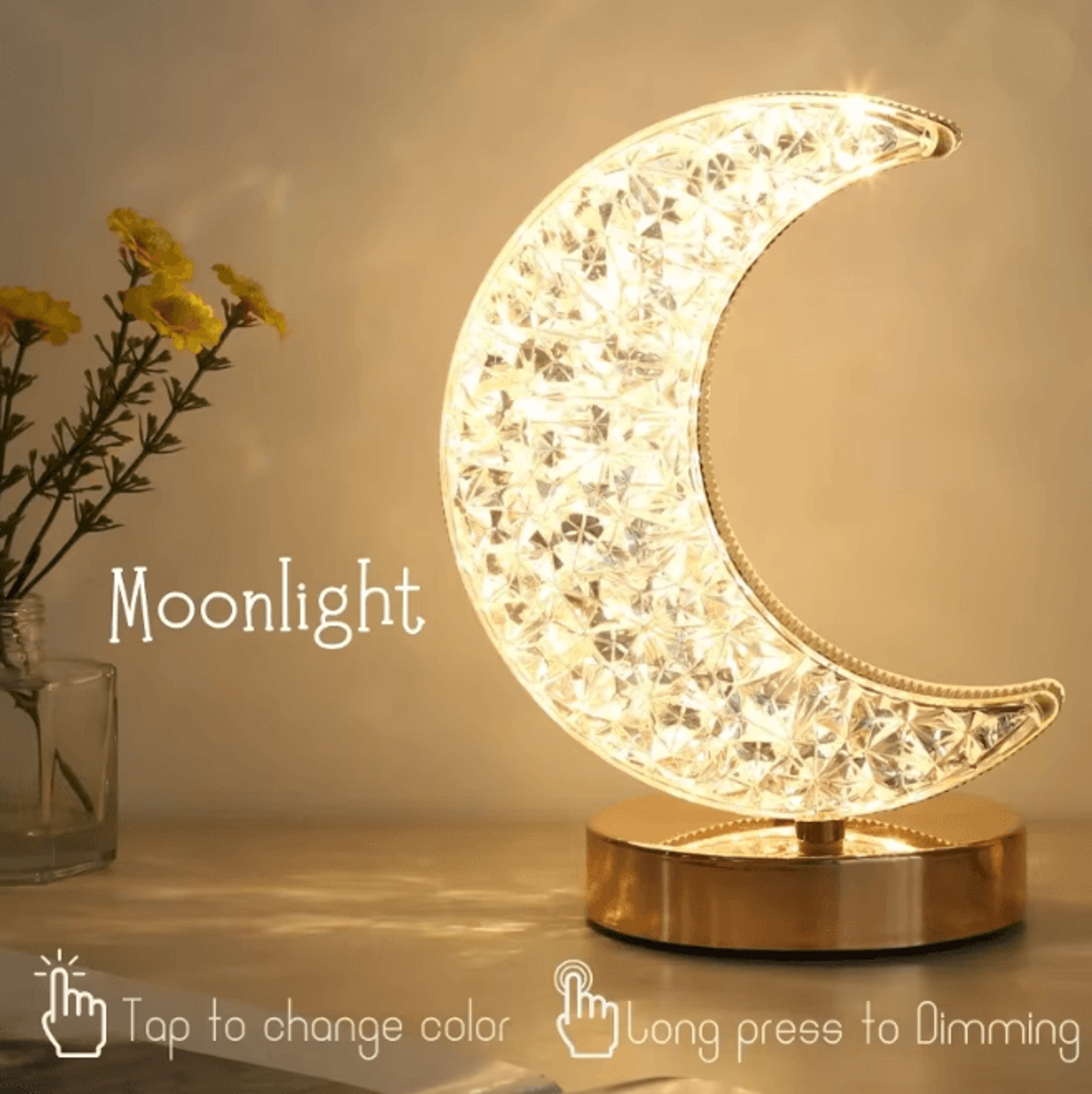 Bedroom Crystal Touch Dimming Night Light Girls Room Home Decor Aesthetics USB Bedside LED Ambient  0