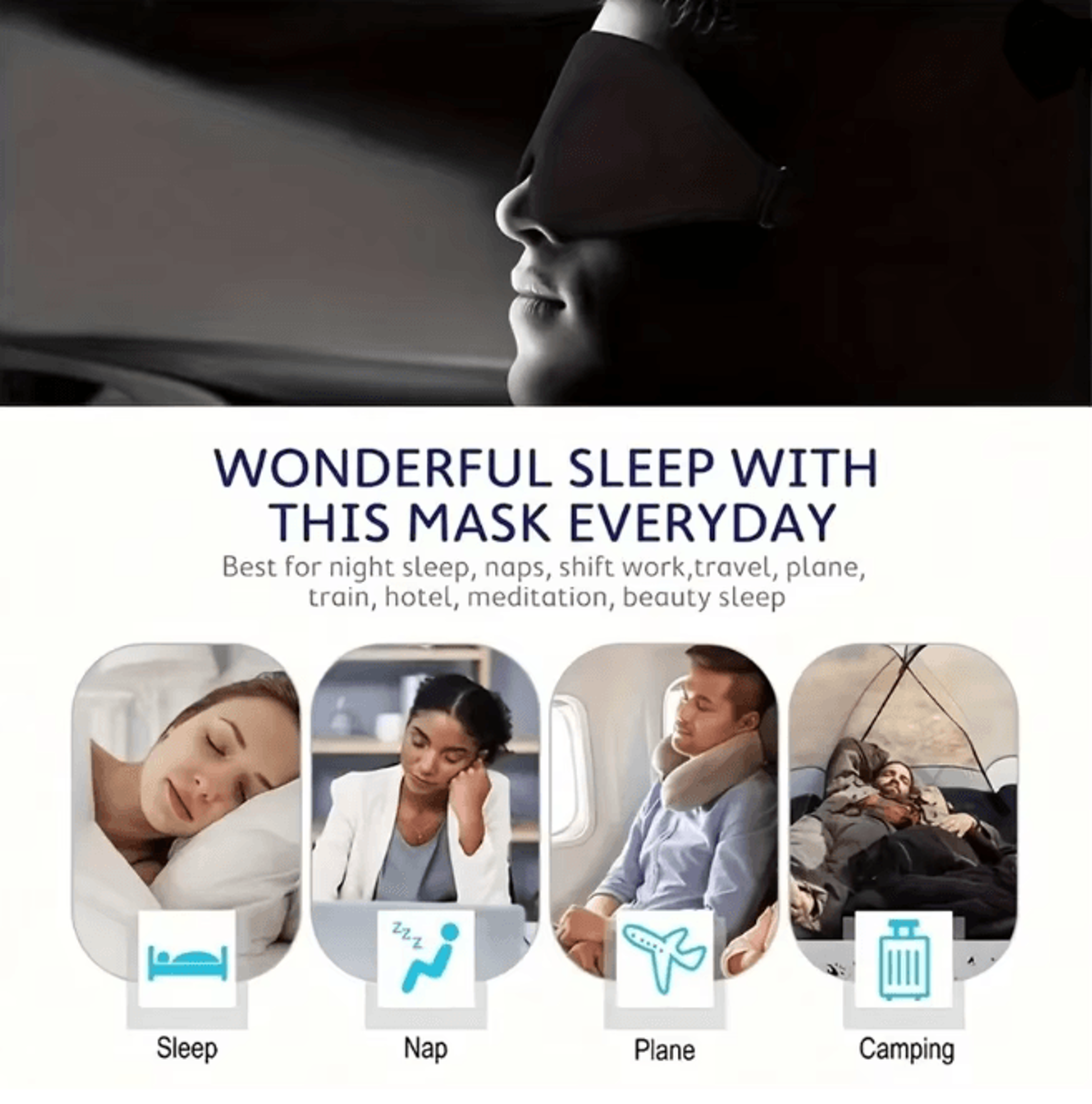 PureRest Adjustable Natural Sleep Mask For Travel And Home 3