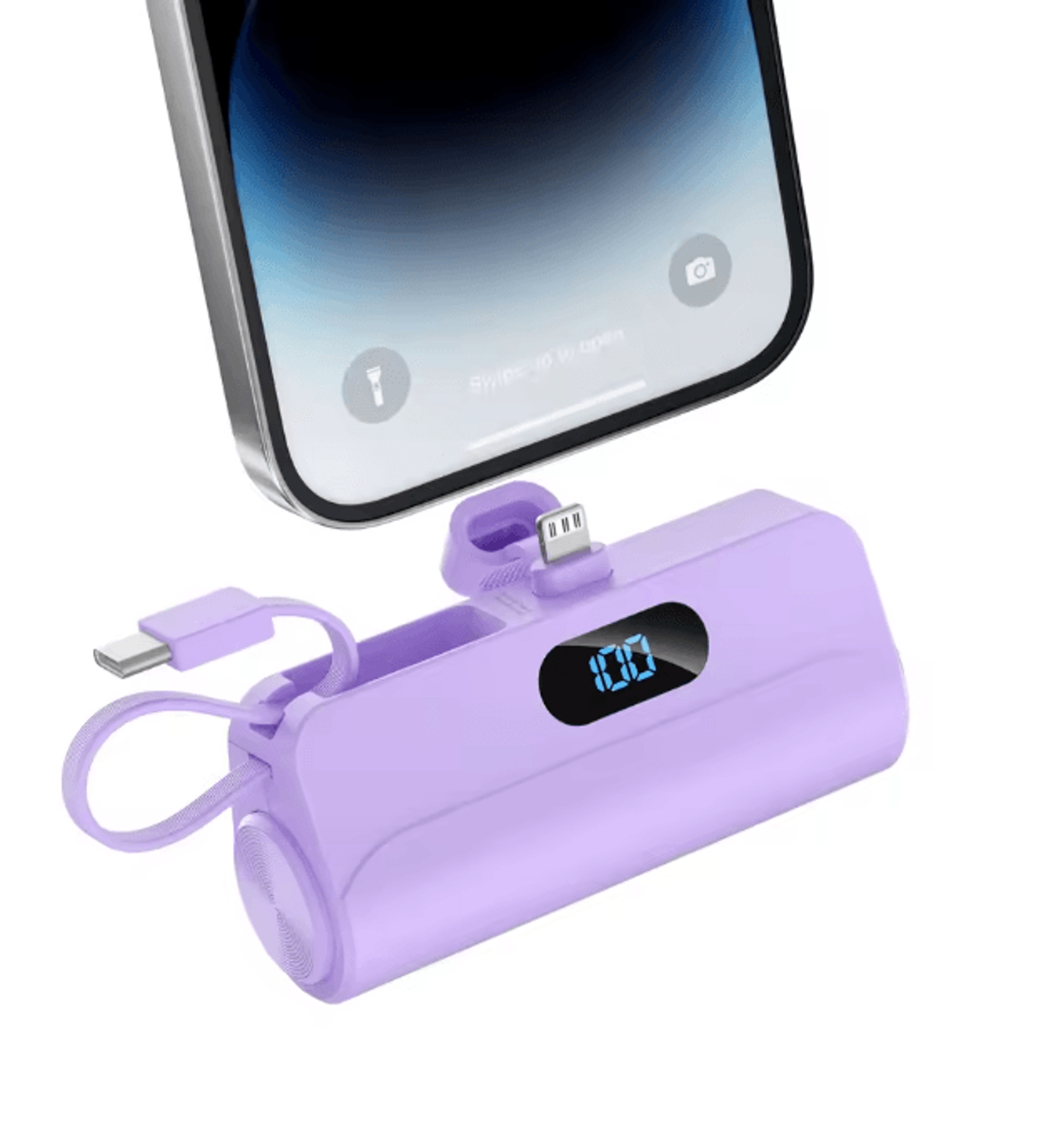 5000mAh Mini Portable Charger With Built In Cables And LED Display 4