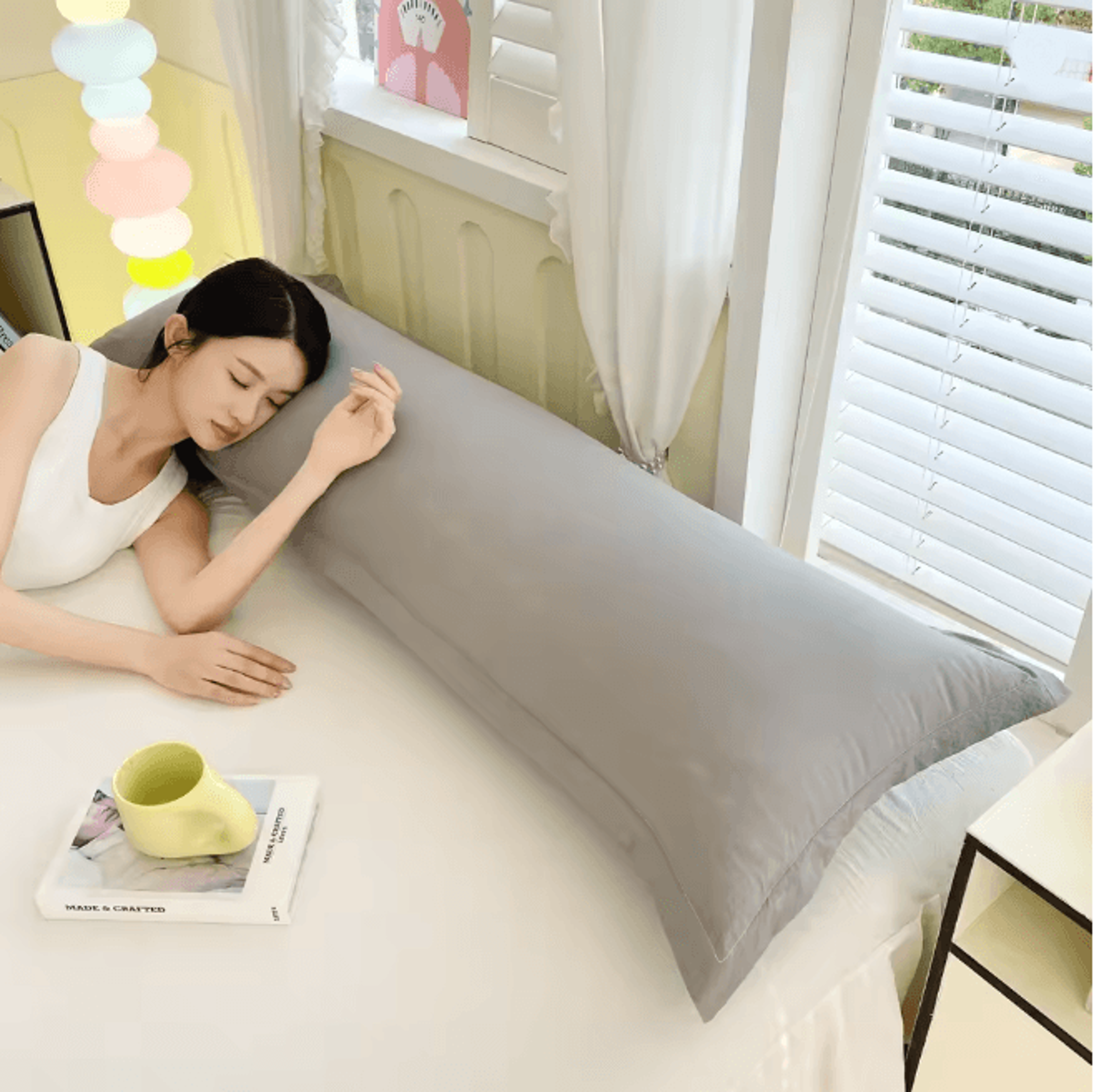Ultra Soft Washed Long Body Pillowcase For Couples Extra Long Solid Color Pillow Cover 6