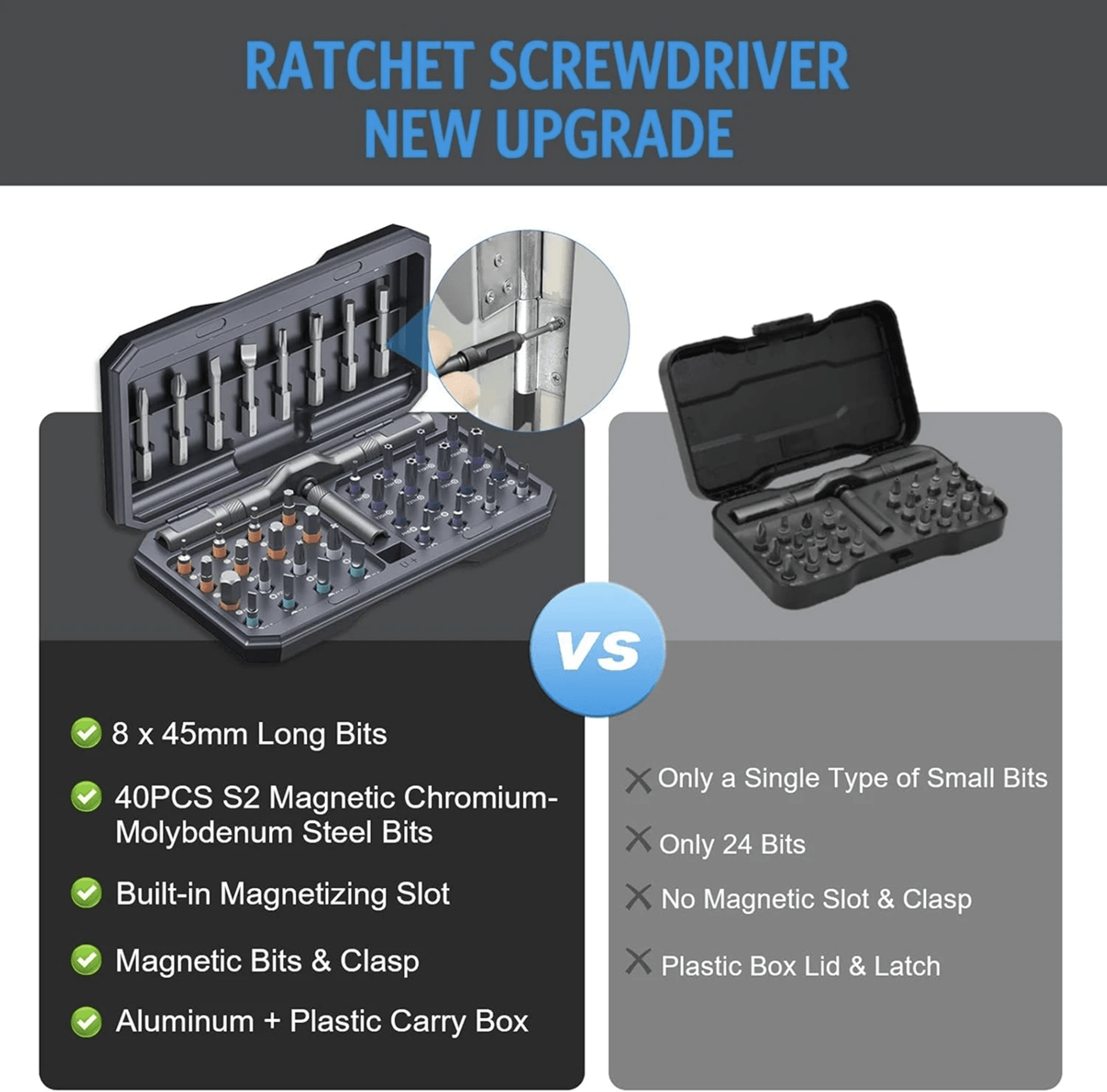 40 In 1 Precision Ratchet Screwdriver Set With Magnetic Bits Mini Repair Tool Kit 2