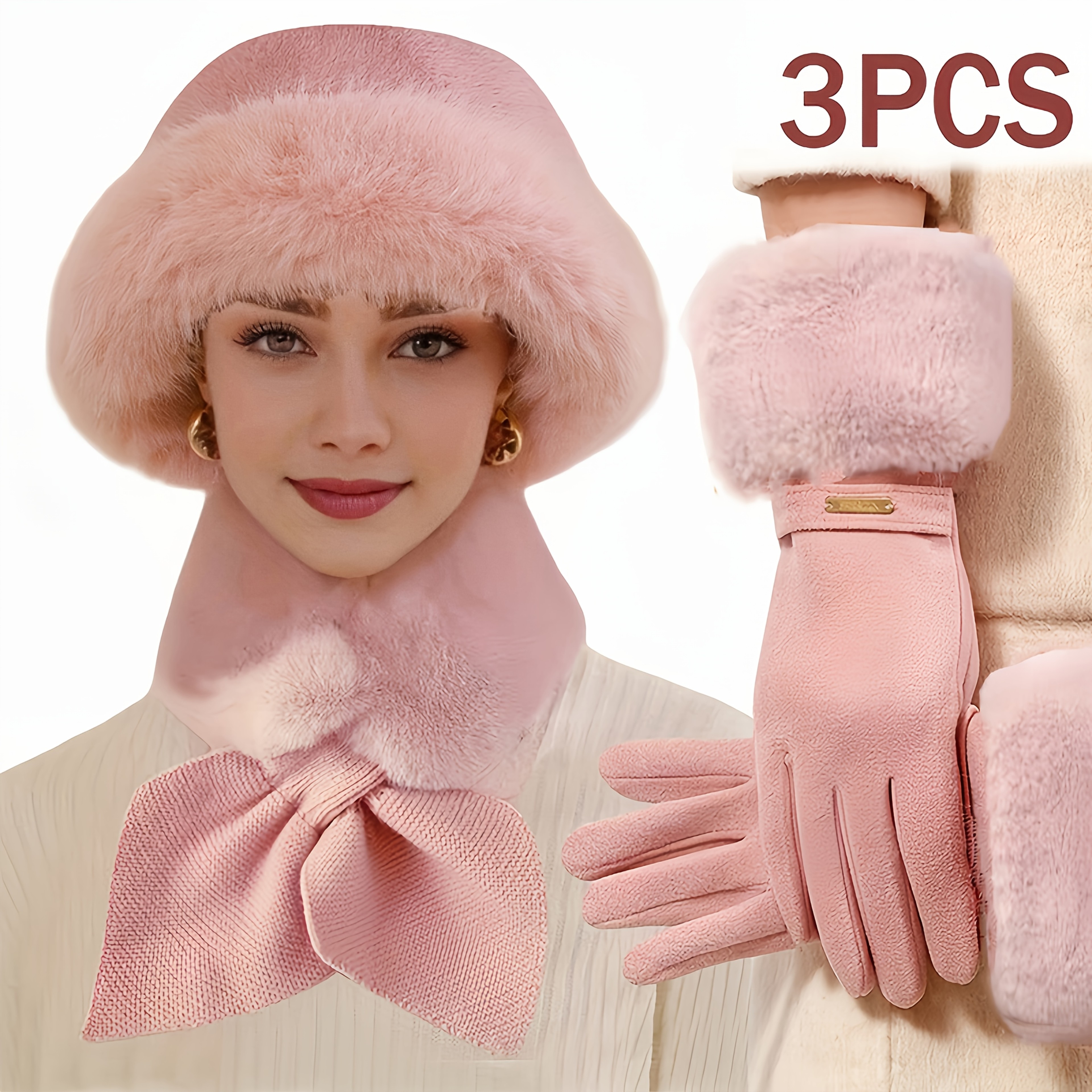 Womens Winter Hat Scarf Gloves Set For Cozy Cold Weather Coverage 6