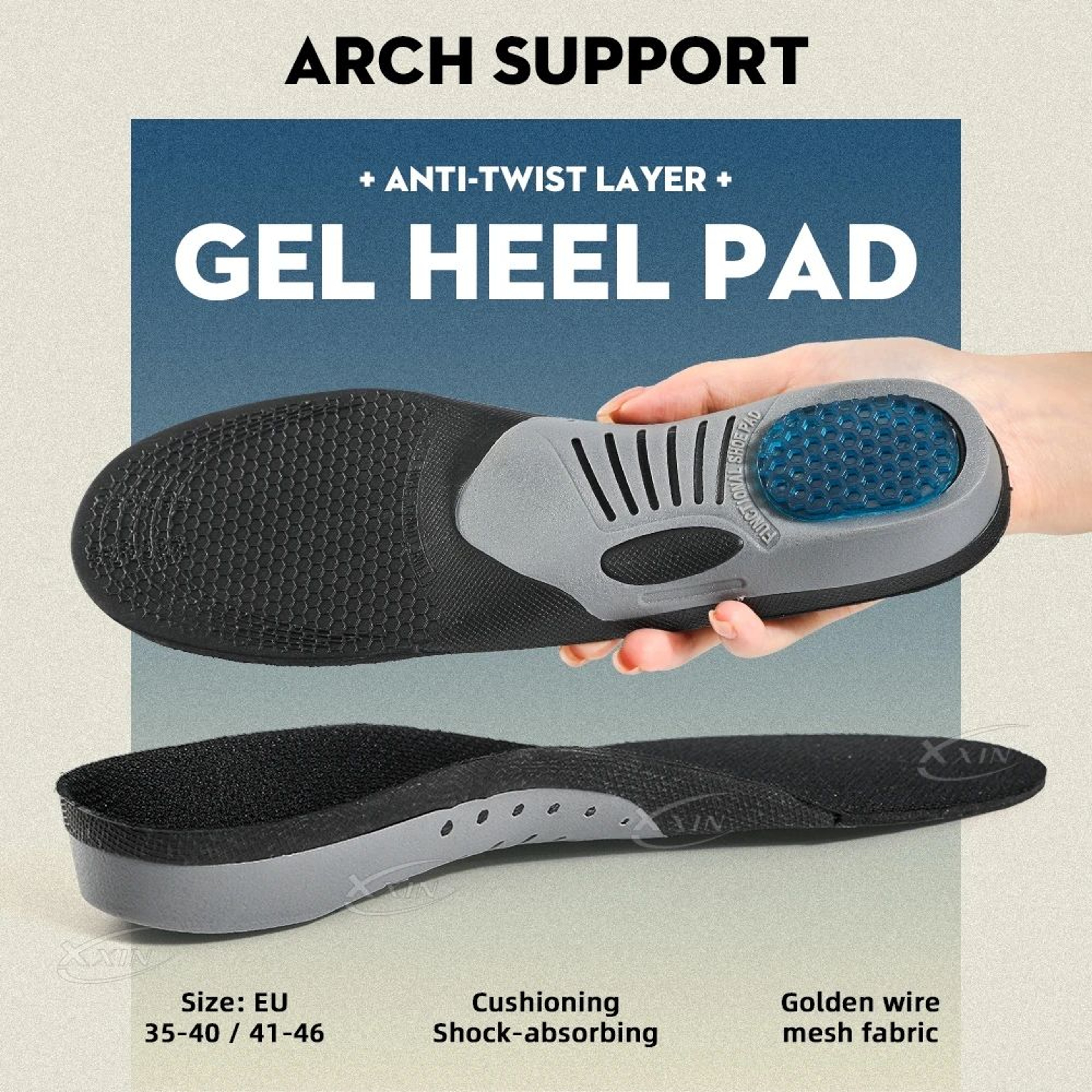 Gel Orthotic Arch Support Insoles Shock Absorbing Silicone Shoe Inserts For Sports And Daily Comfor 0