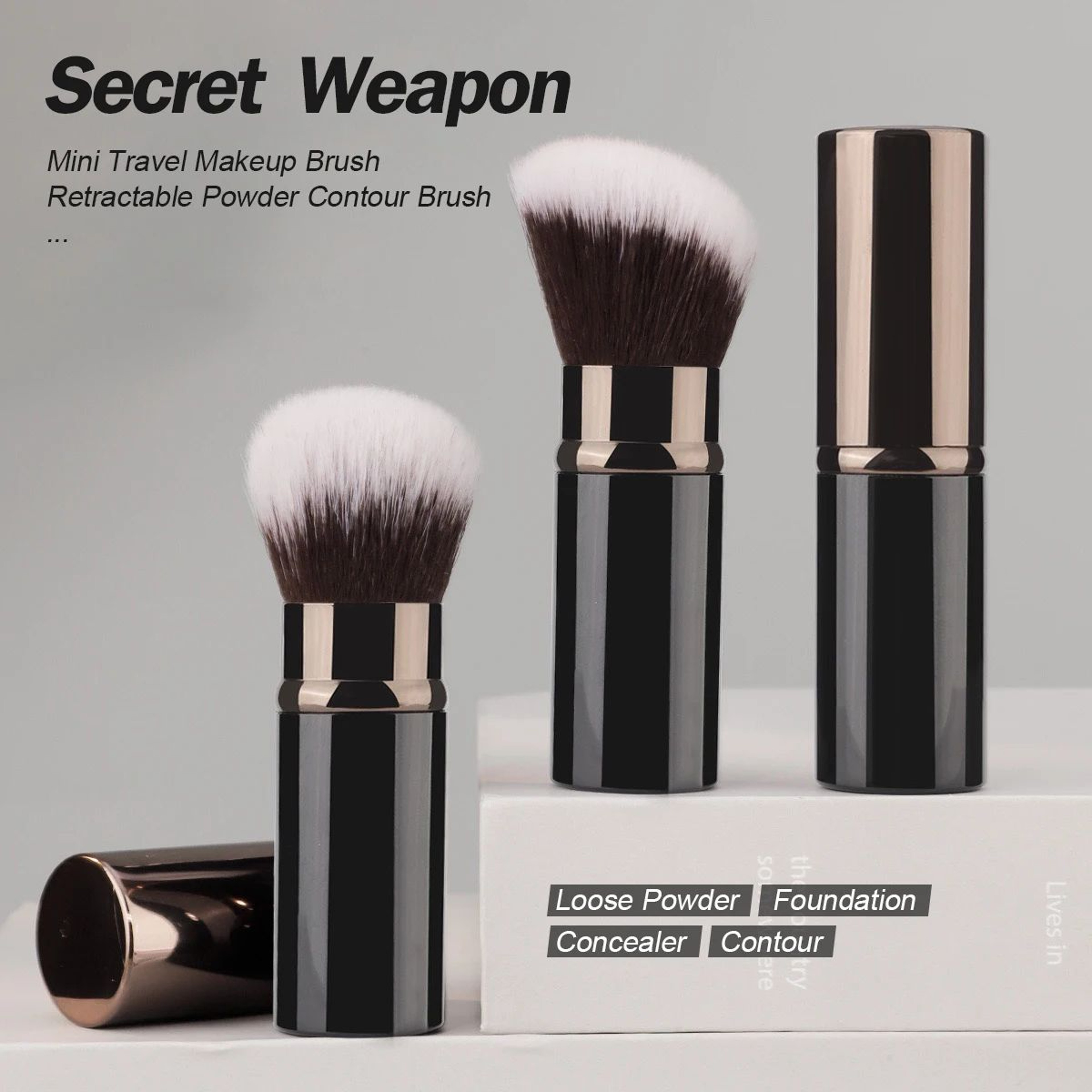 Retractable Travel Makeup Brush For Powder Blush And Foundation 0