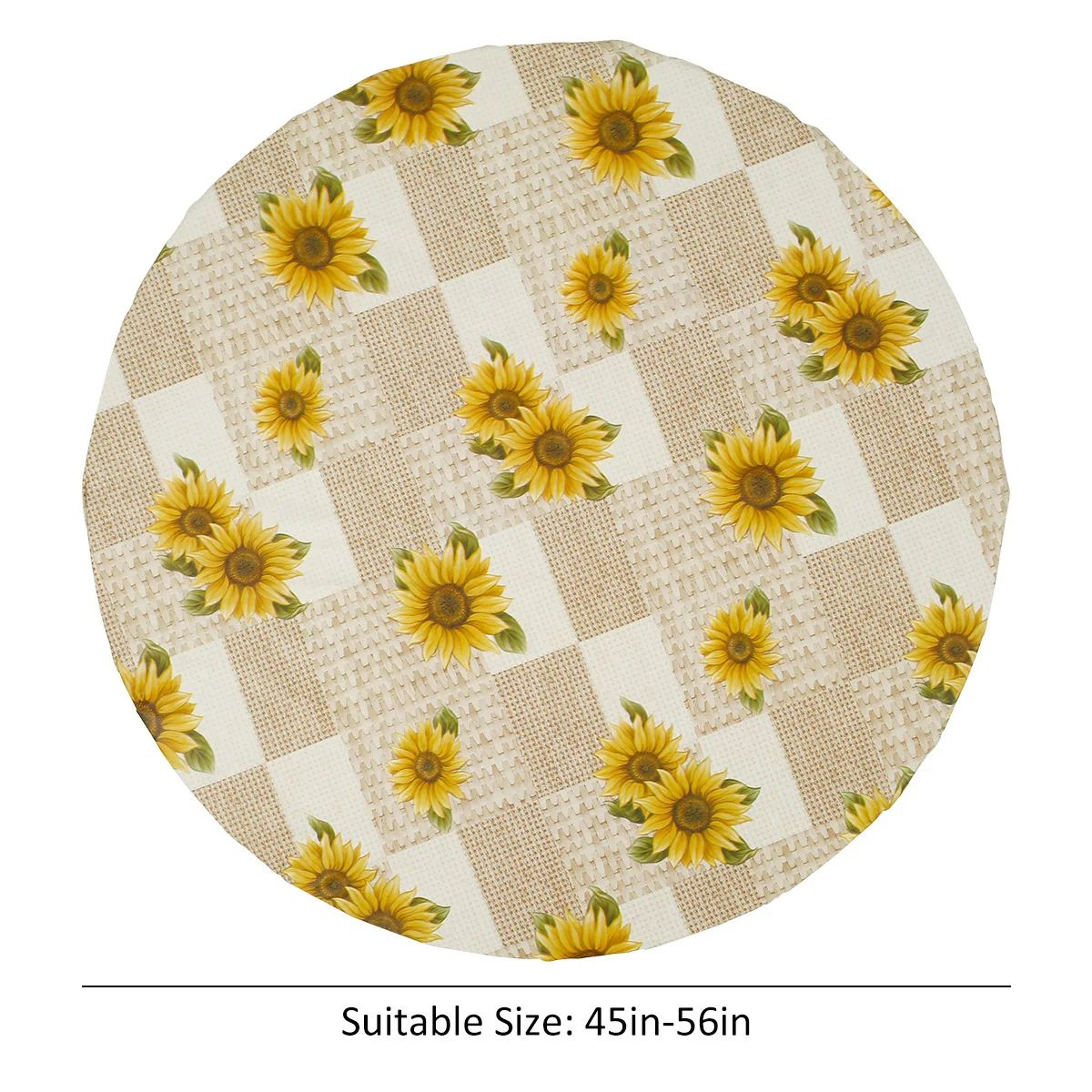 Waterproof Round Tablecloth Elastic Fixation Edged PVC Table Cover Flannel Backed Table Pad OilProo 9