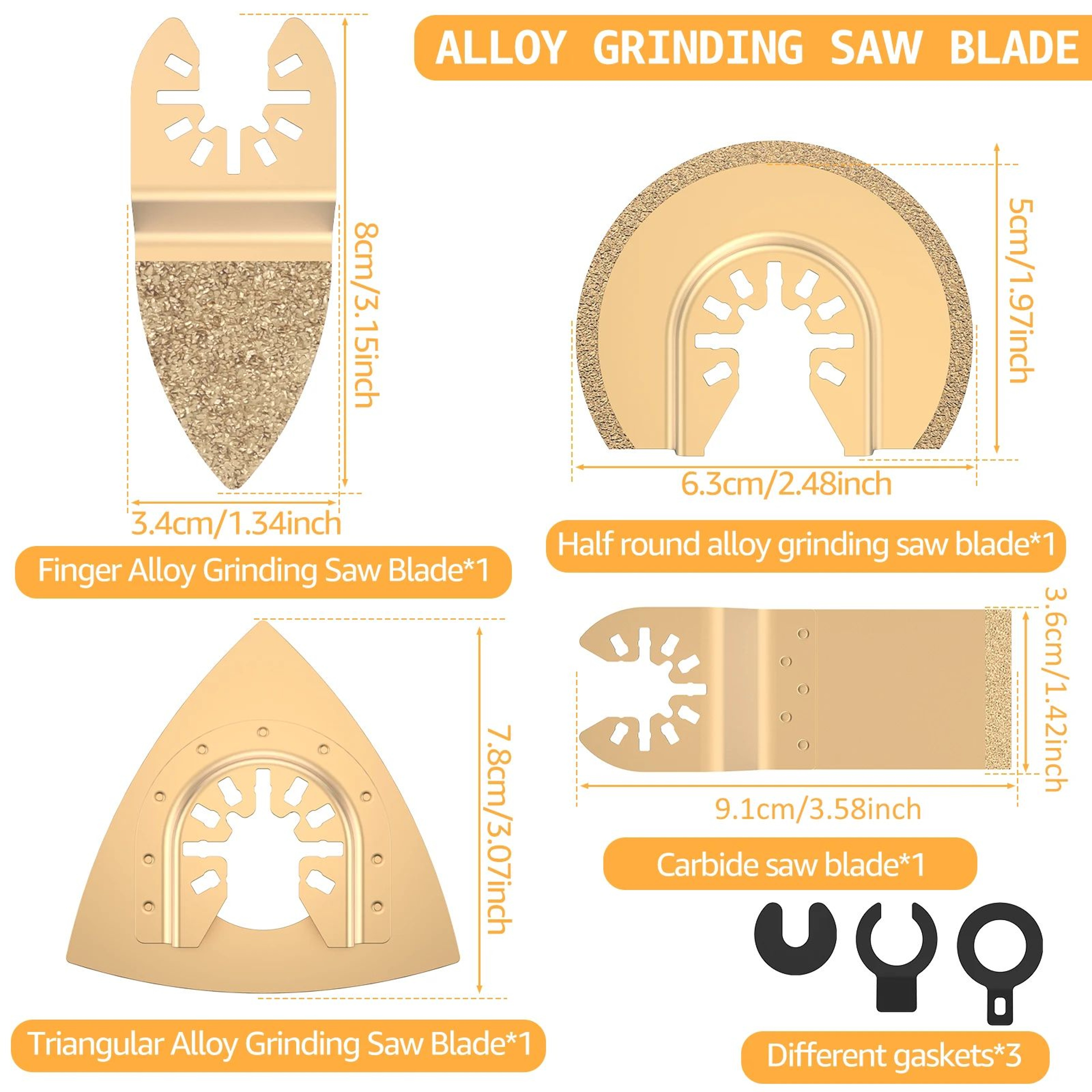 DiamondCut Oscillating Saw Blade Set For Tile And Multi Tool Precision 3