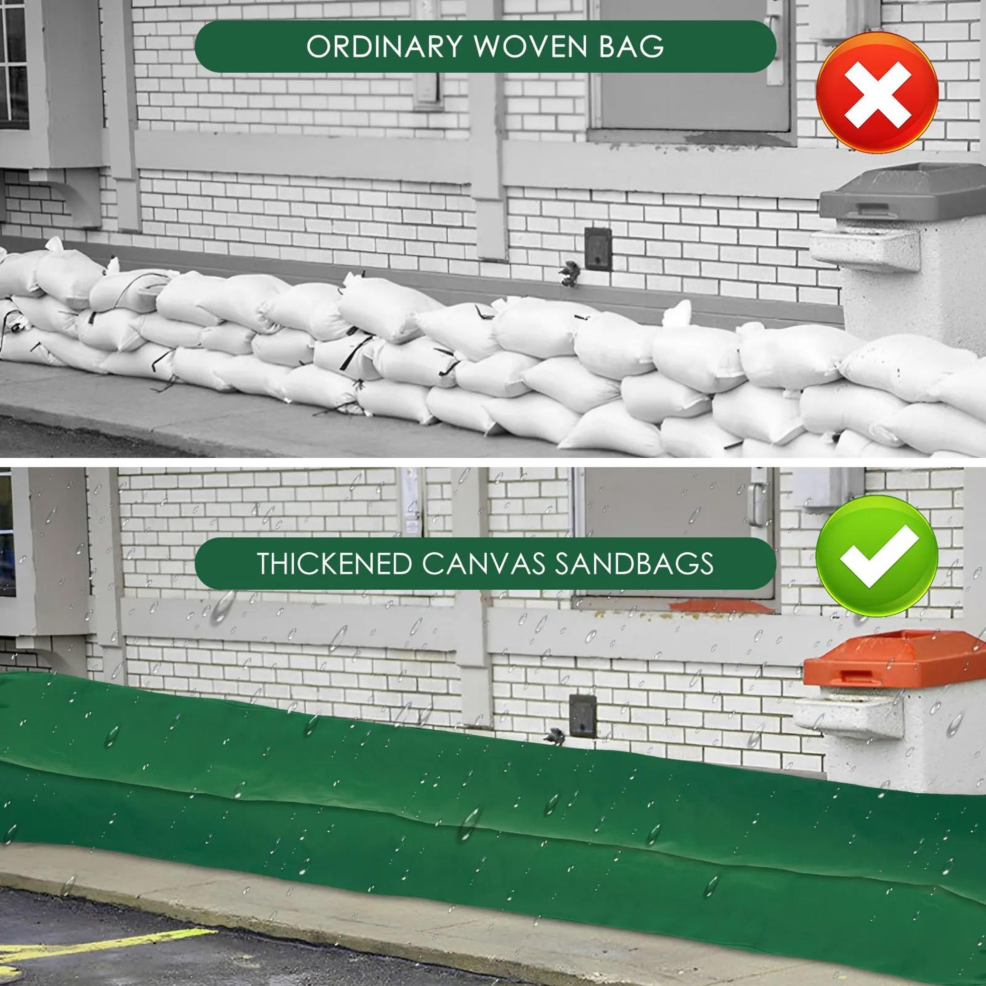 Heavy Duty Flood Protection Sandbags Reusable Canvas Water Barrier Bags 2