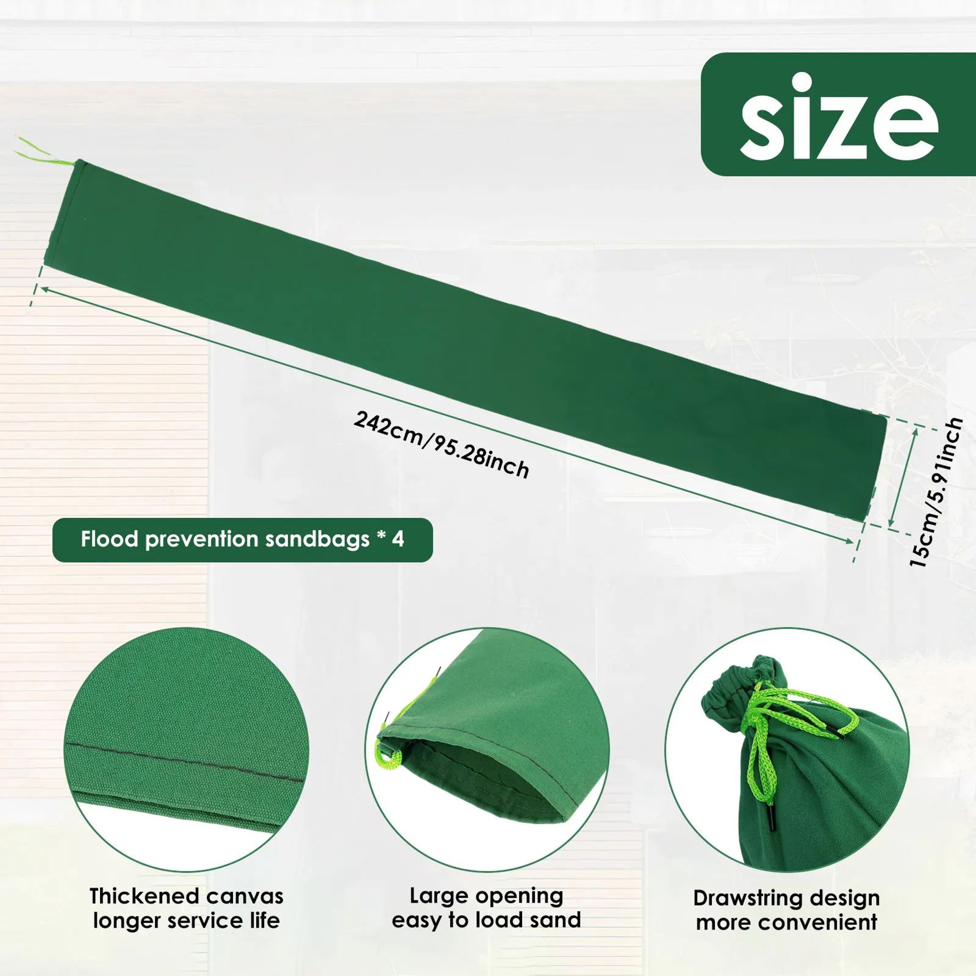 Heavy Duty Flood Protection Sandbags Reusable Canvas Water Barrier Bags 5