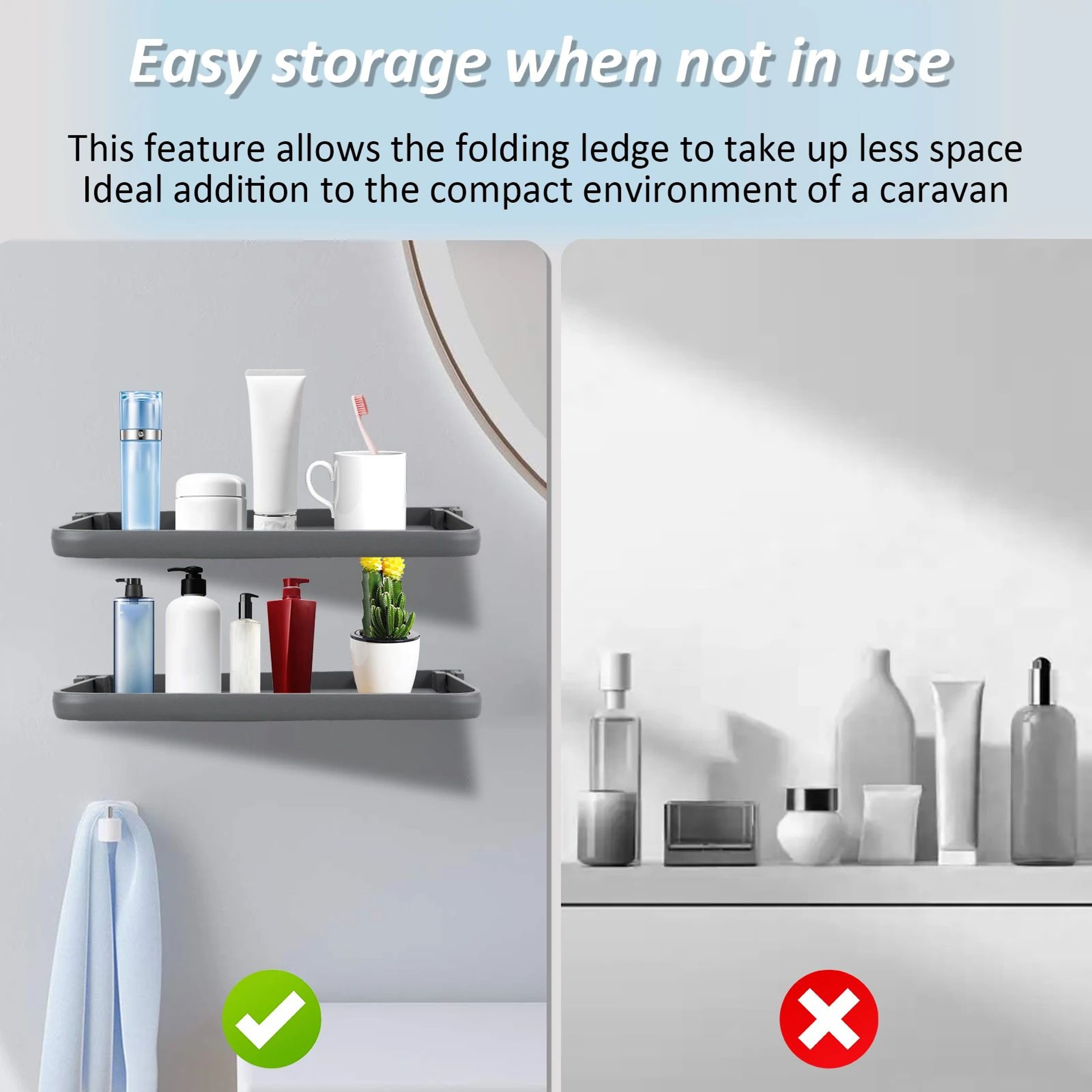 Foldable RV Wall Shelf Set Space Saving Aluminum Storage Rack For Camper And Vehicle 4