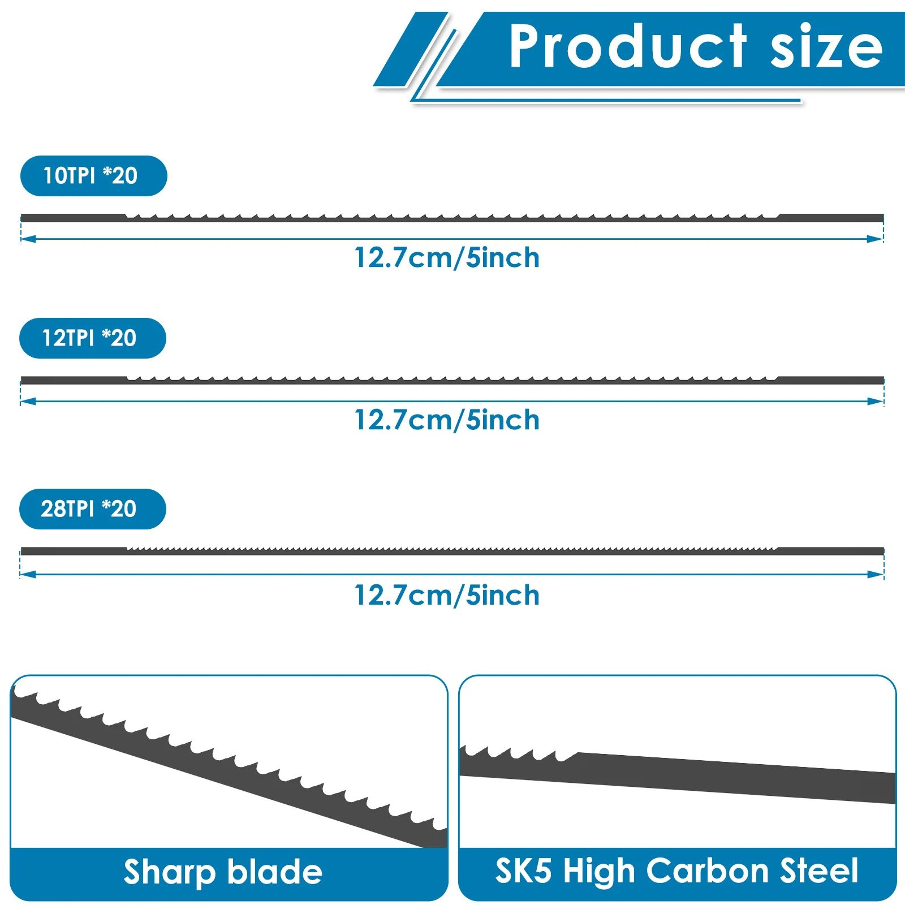 60 Piece Scroll Saw Blade Set 5 Inch Fine Cut Woodworking Blades For Precision Cutting 5