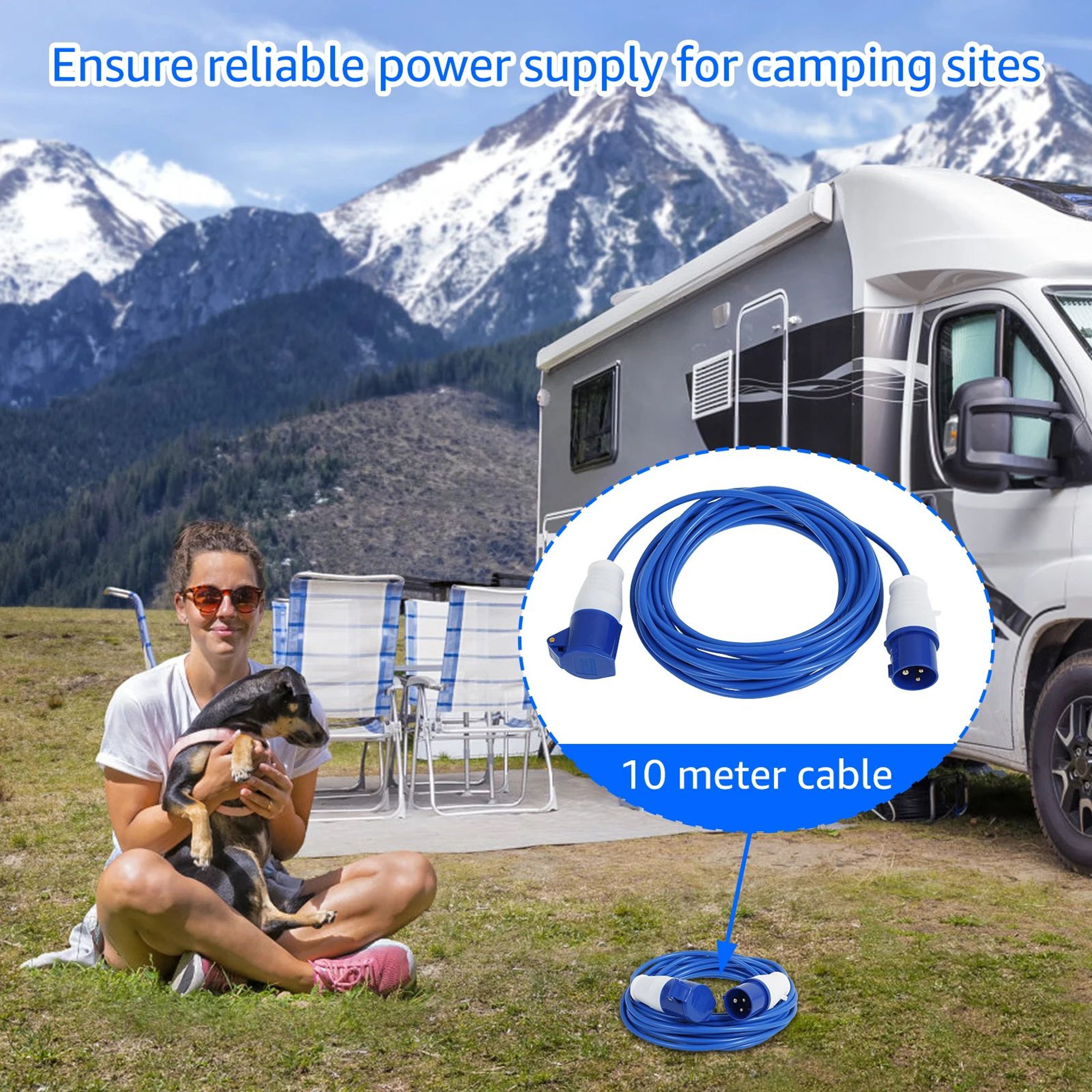 Heavy Duty Camping Extension Cable Power Cord For Caravan Outdoor And RV Use 1