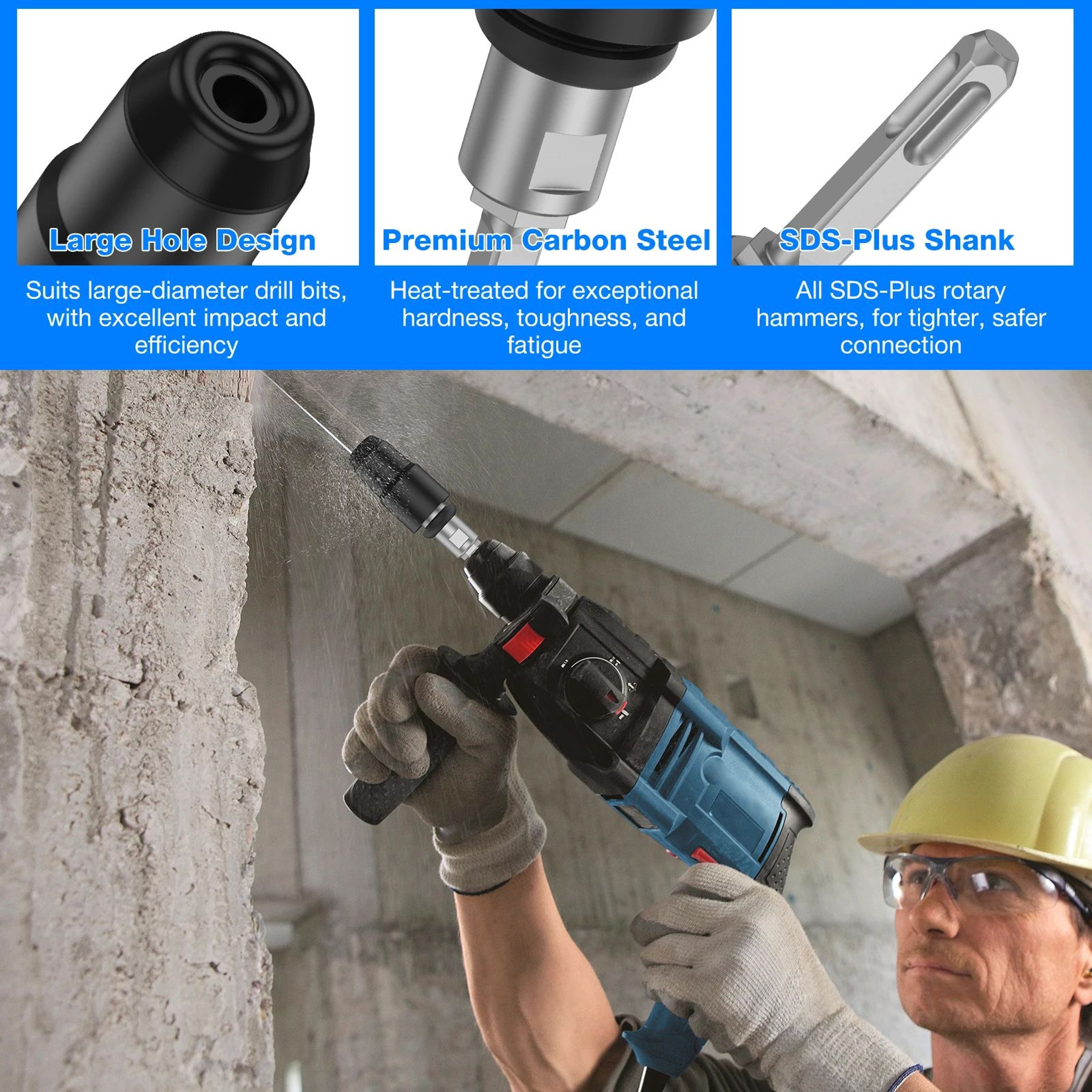 Heavy Duty Rotary Hammer Drill Bit Adapter Carbon Steel Converter For SDS Drills 4