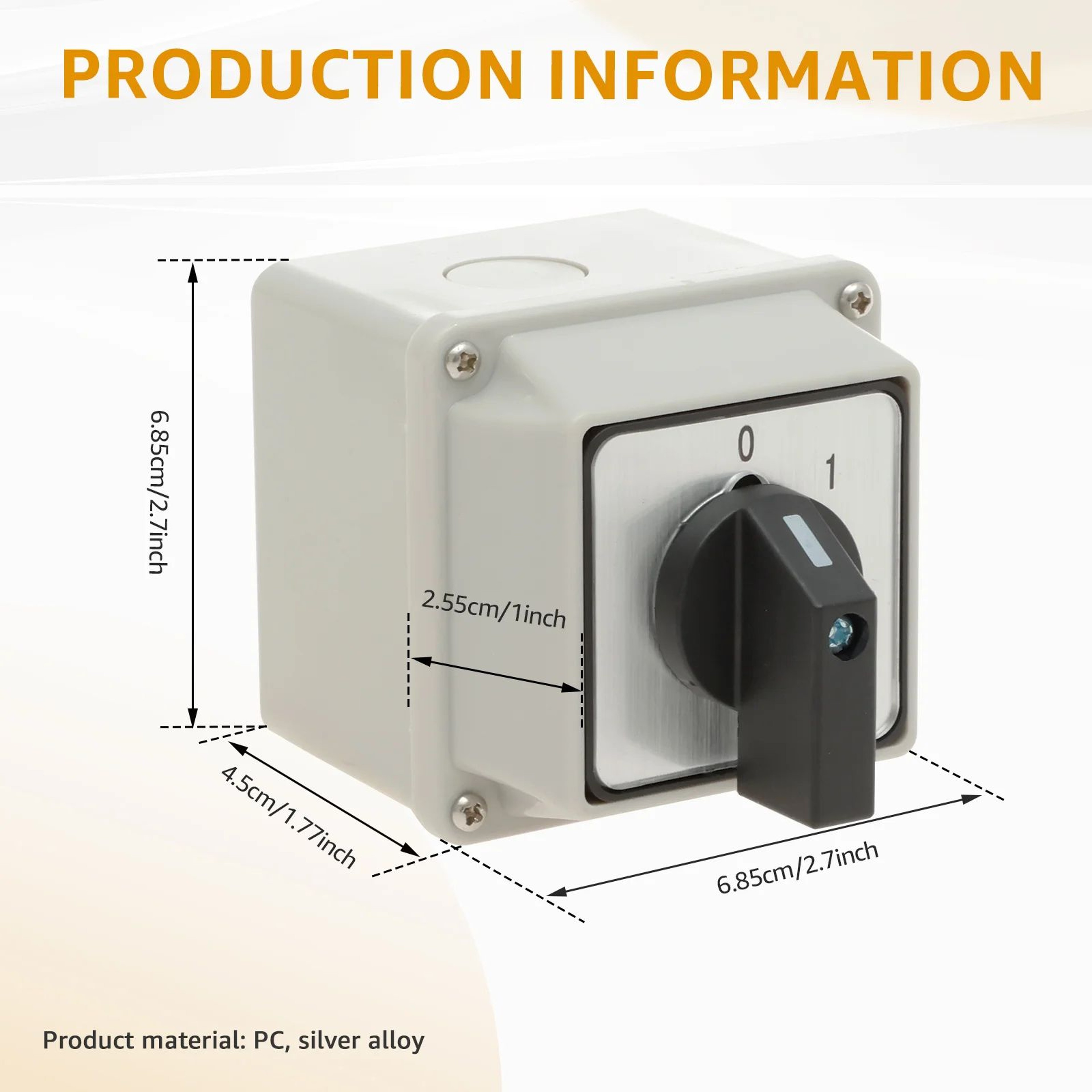 Waterproof Rotary Switch 220V ON OFF Power Control Box Flame Retardant Safety Switch 6