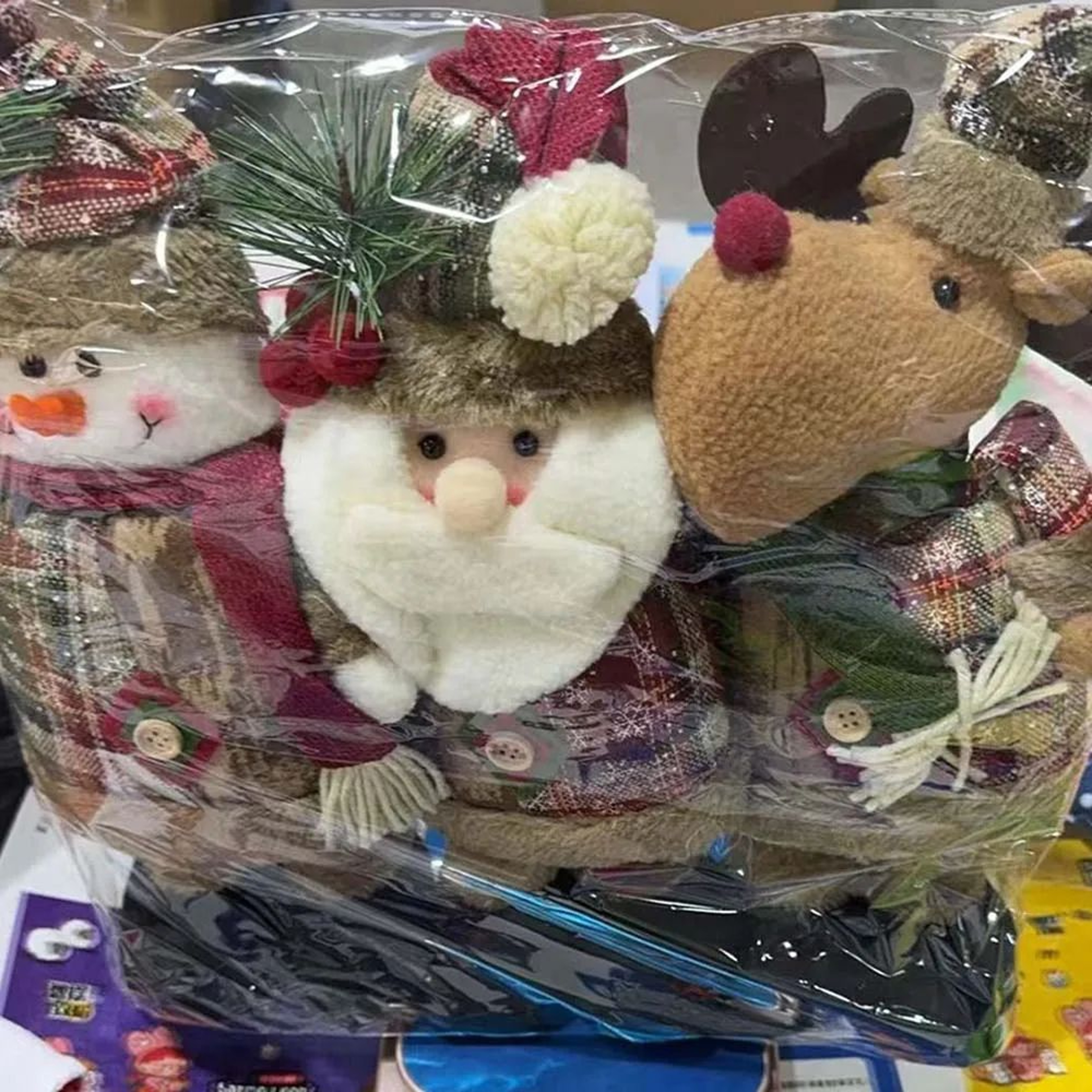 Adjustable Christmas Plush Doll Decoration Santa Snowman Elk Holiday Ornament 3