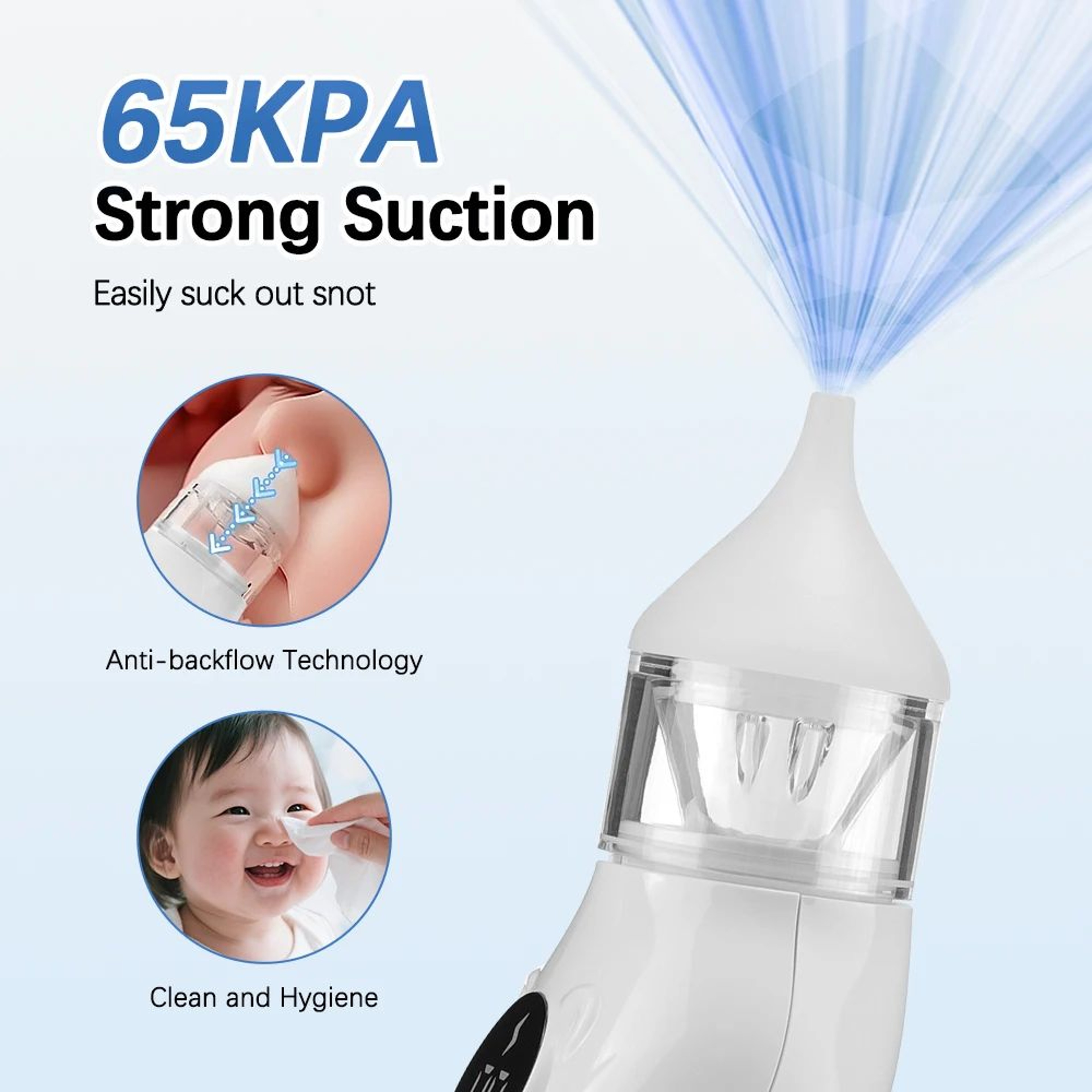 Electric Baby Nasal Aspirator Quiet 9 Level Nose Cleaner For Infants 2