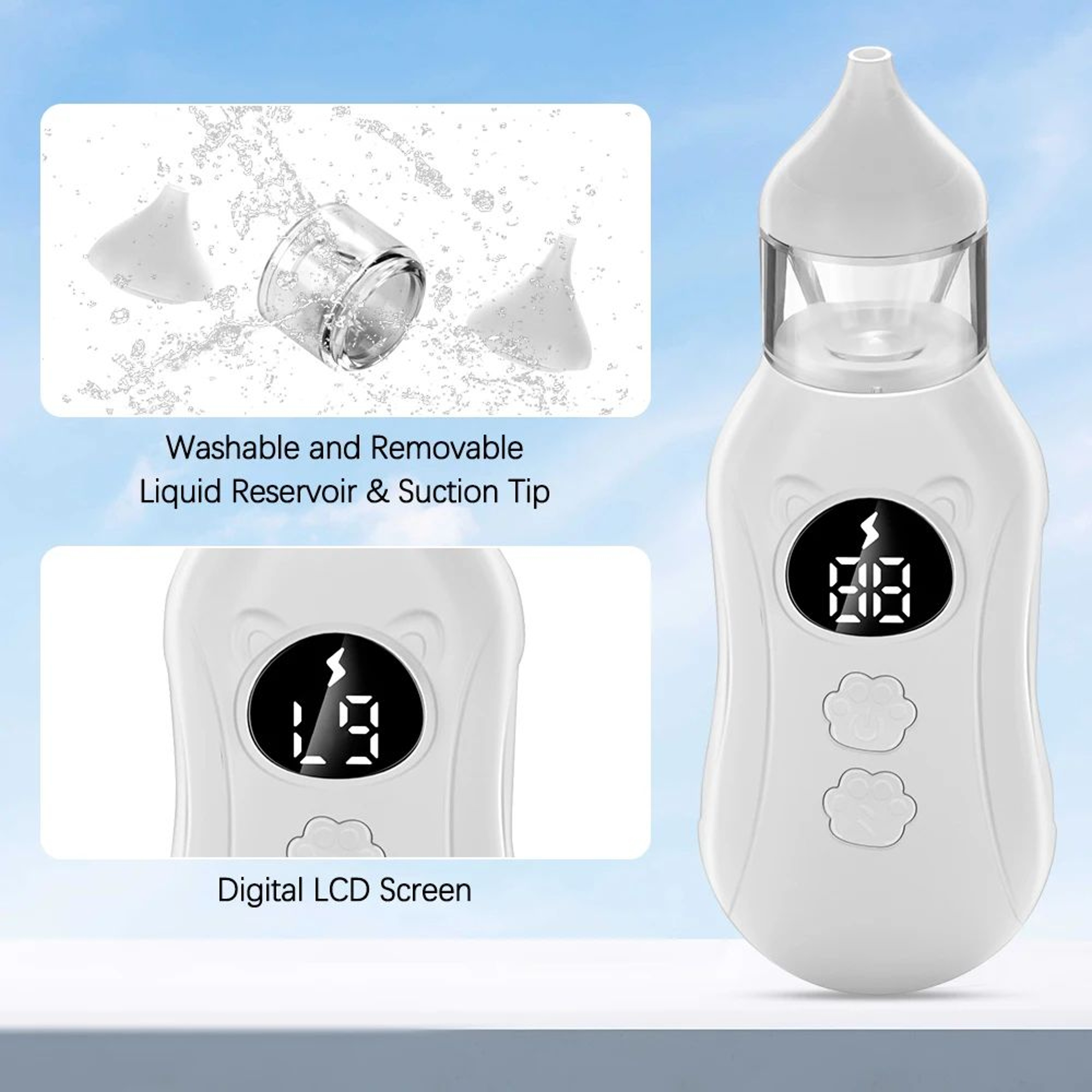 Electric Baby Nasal Aspirator Quiet 9 Level Nose Cleaner For Infants 3