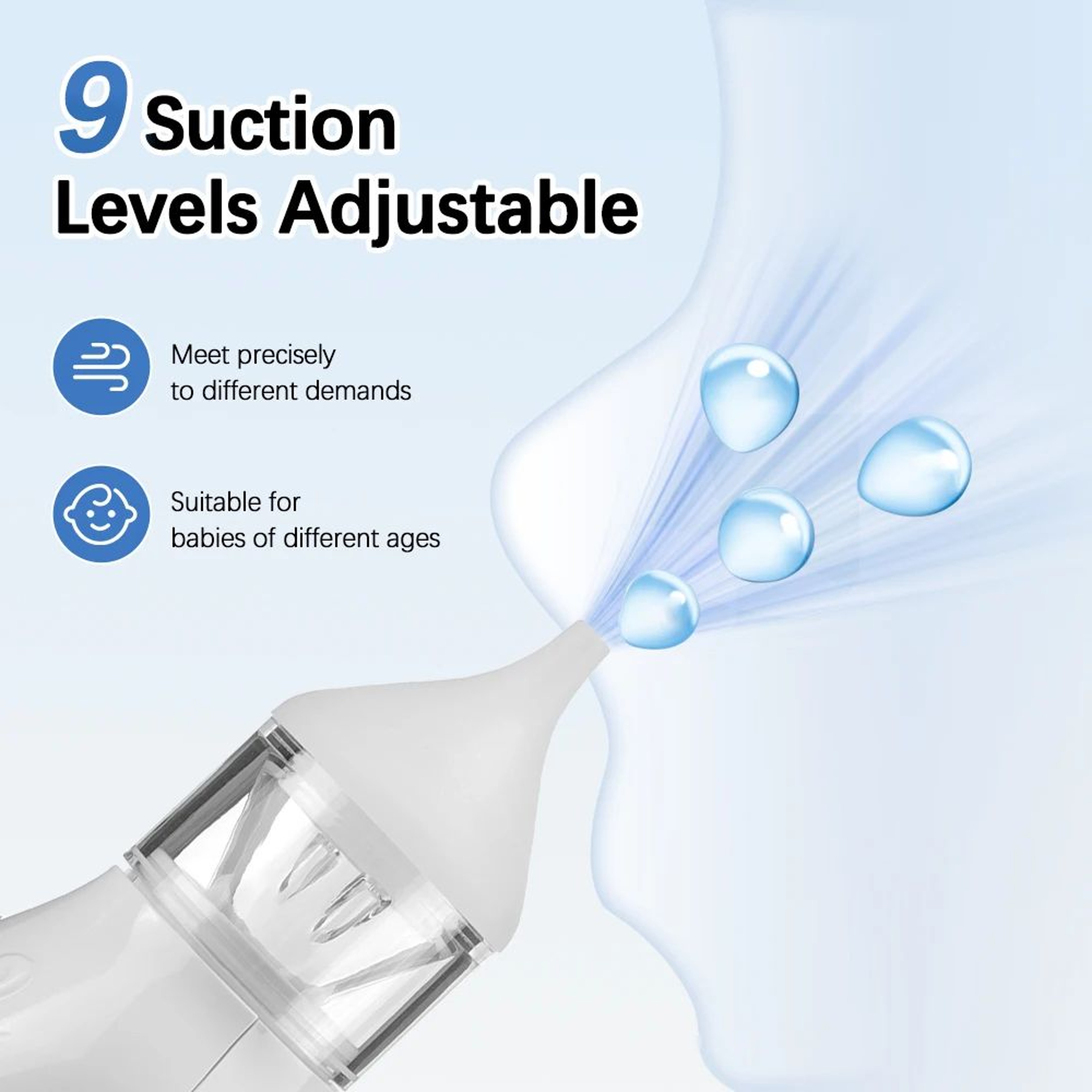 Electric Baby Nasal Aspirator Quiet 9 Level Nose Cleaner For Infants 5