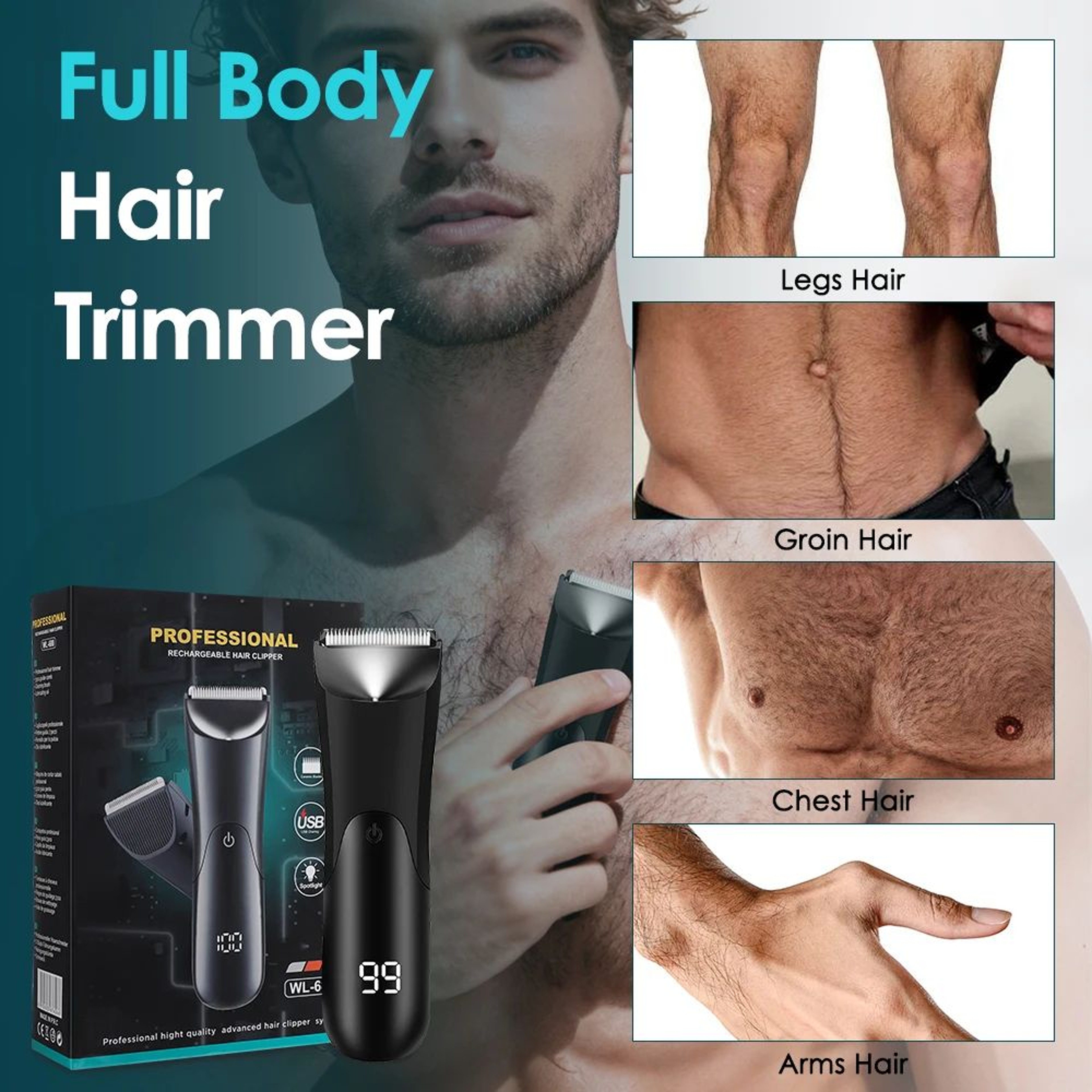 Mens Body Hair Trimmer Rechargeable Grooming Clipper For Smooth Safe Shaving 1