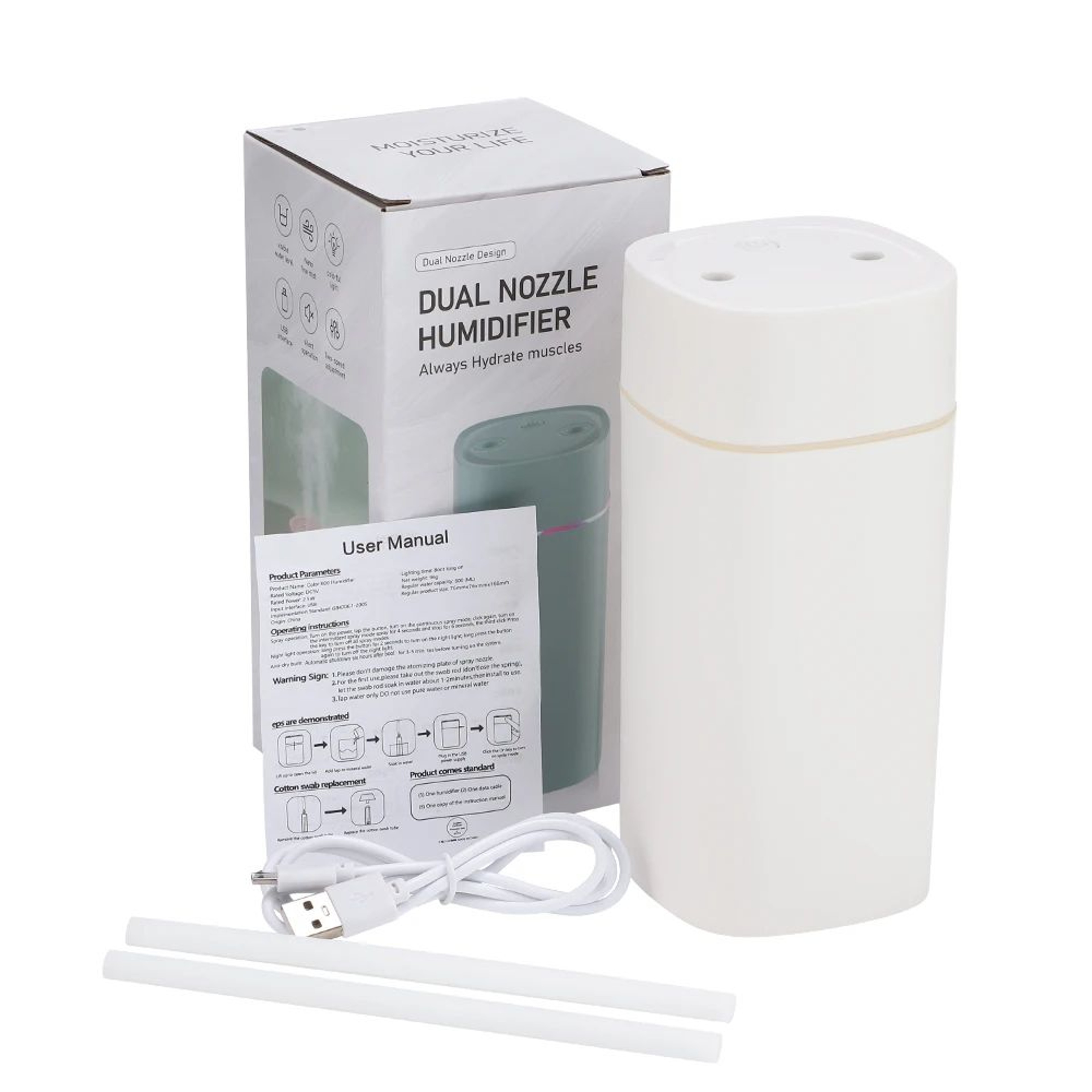 Portable Cool Mist Humidifier Aroma Diffuser With Night Light And USB Power 6