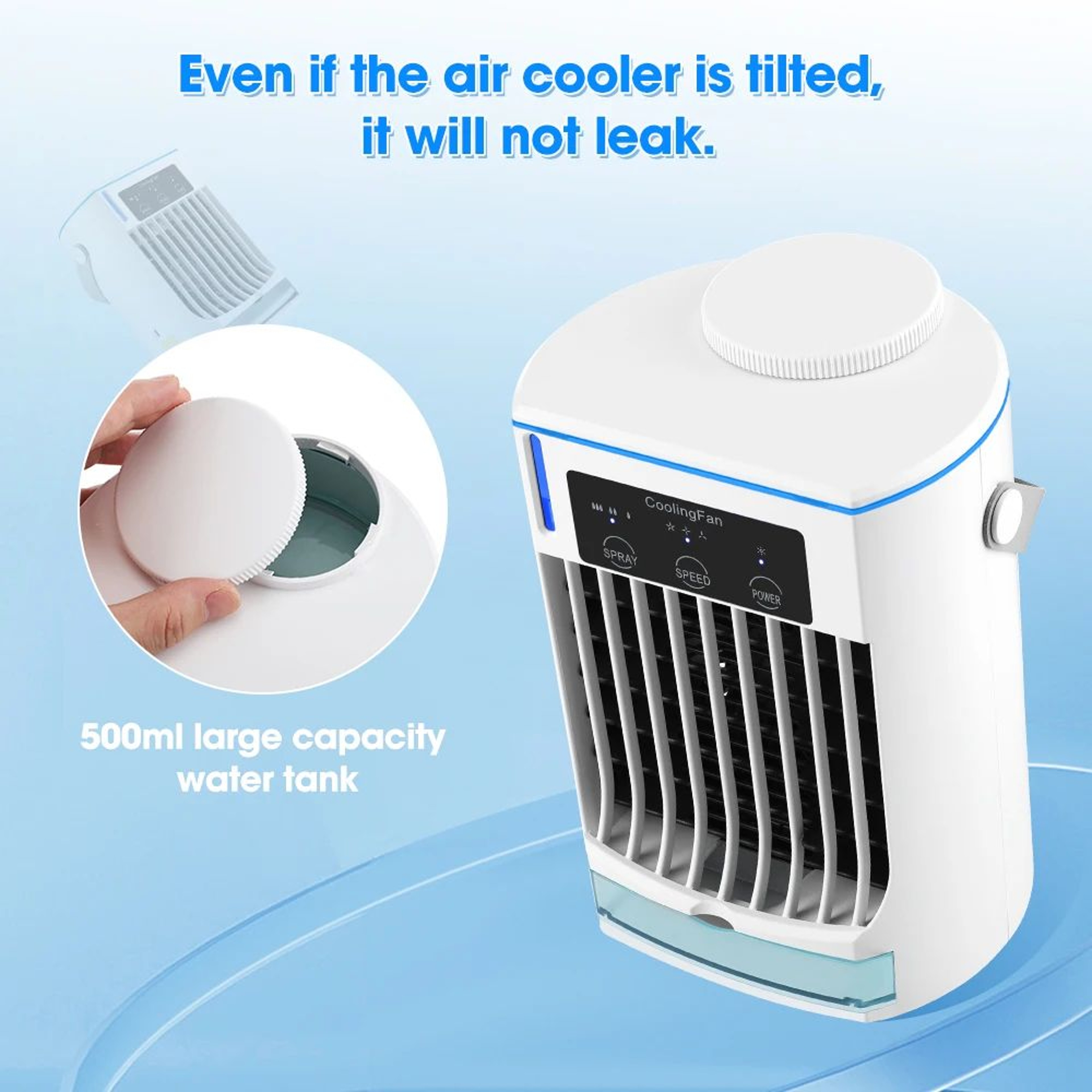 Portable Mini Air Conditioner USB Air Cooler Fan With Humidifier And Ice Cooling 4
