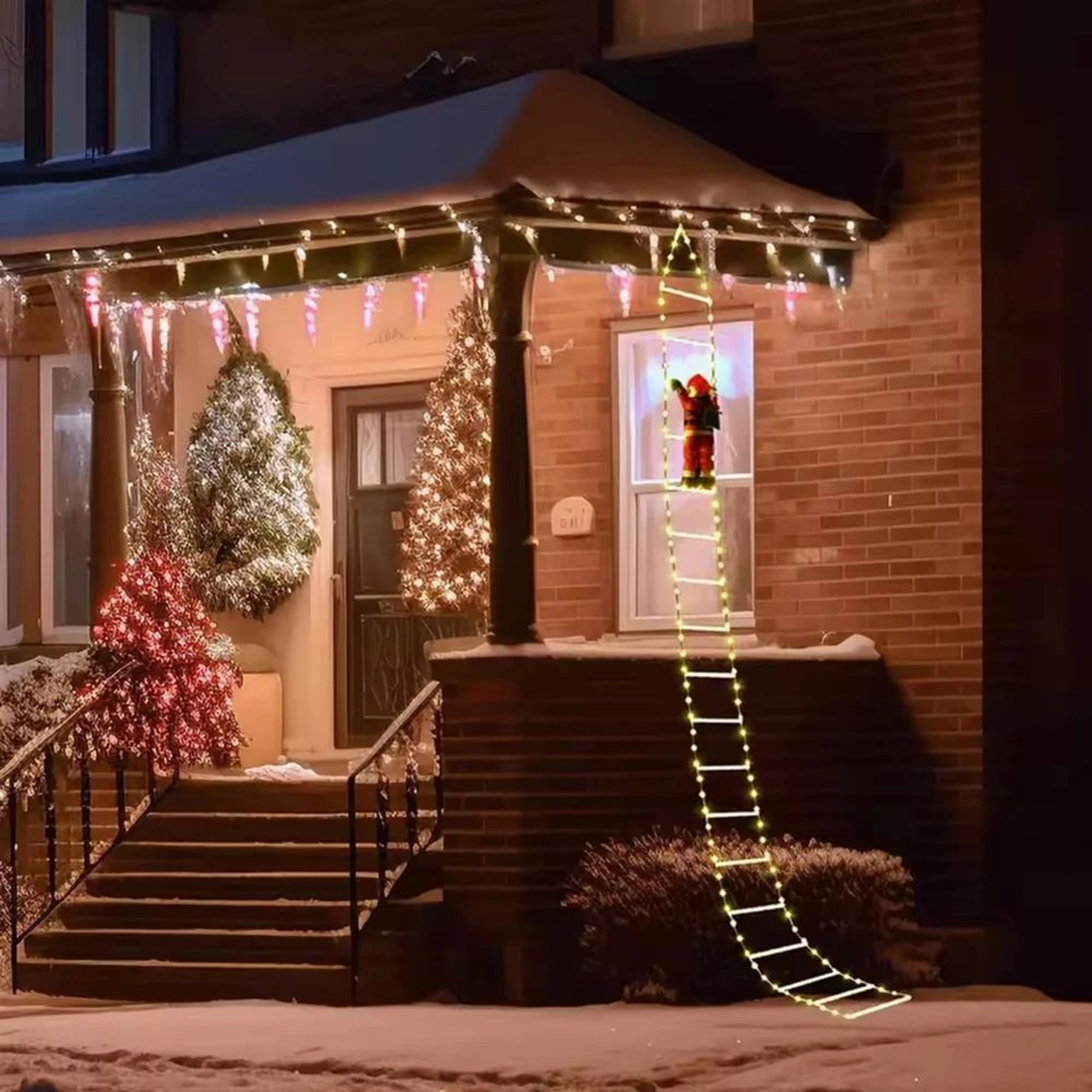 Santa Climbing Ladder Christmas Lights Waterproof Holiday Decoration For Indoor Outdoor 5