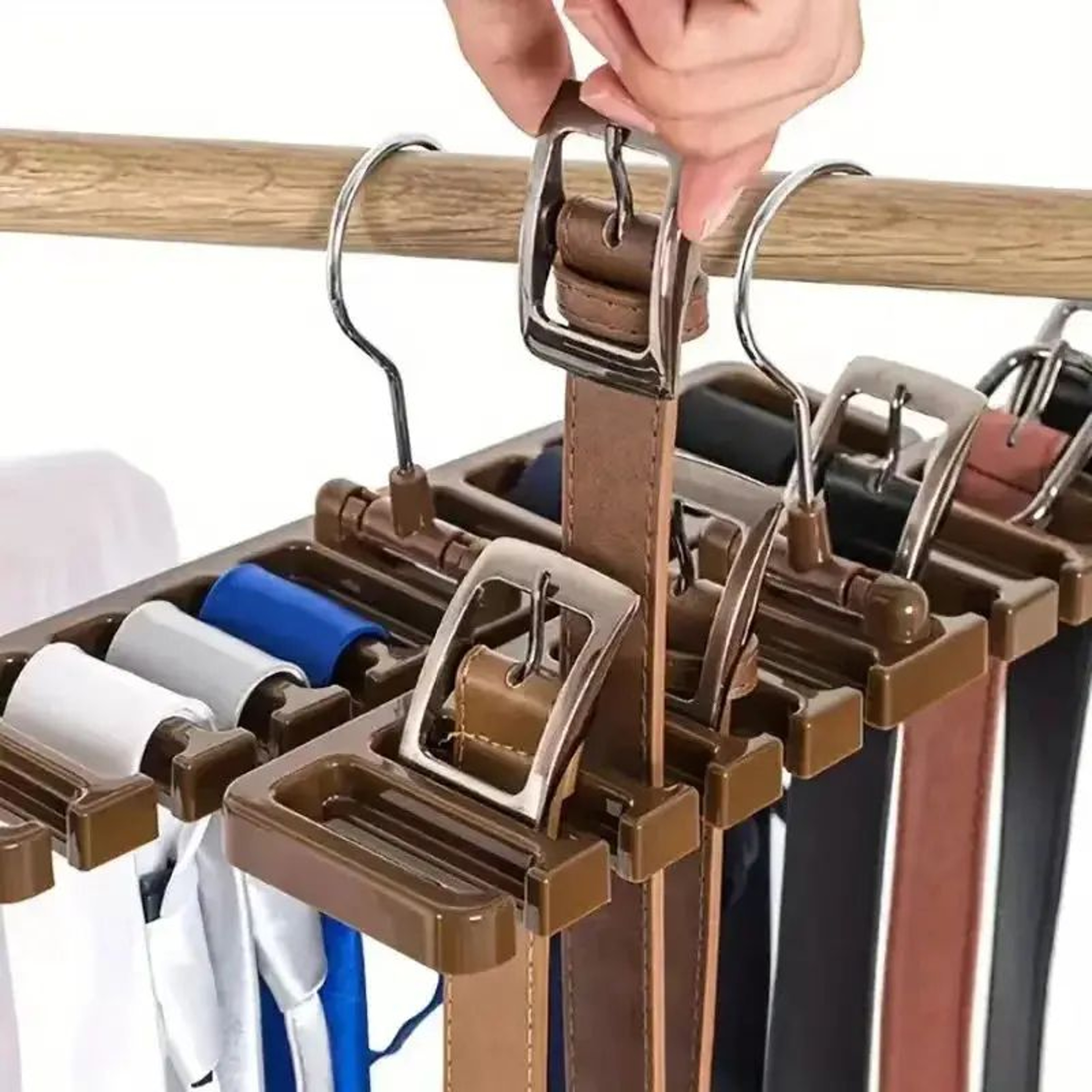 Rotating Belt And Tie Organizer Hanger For Closet Storage 2