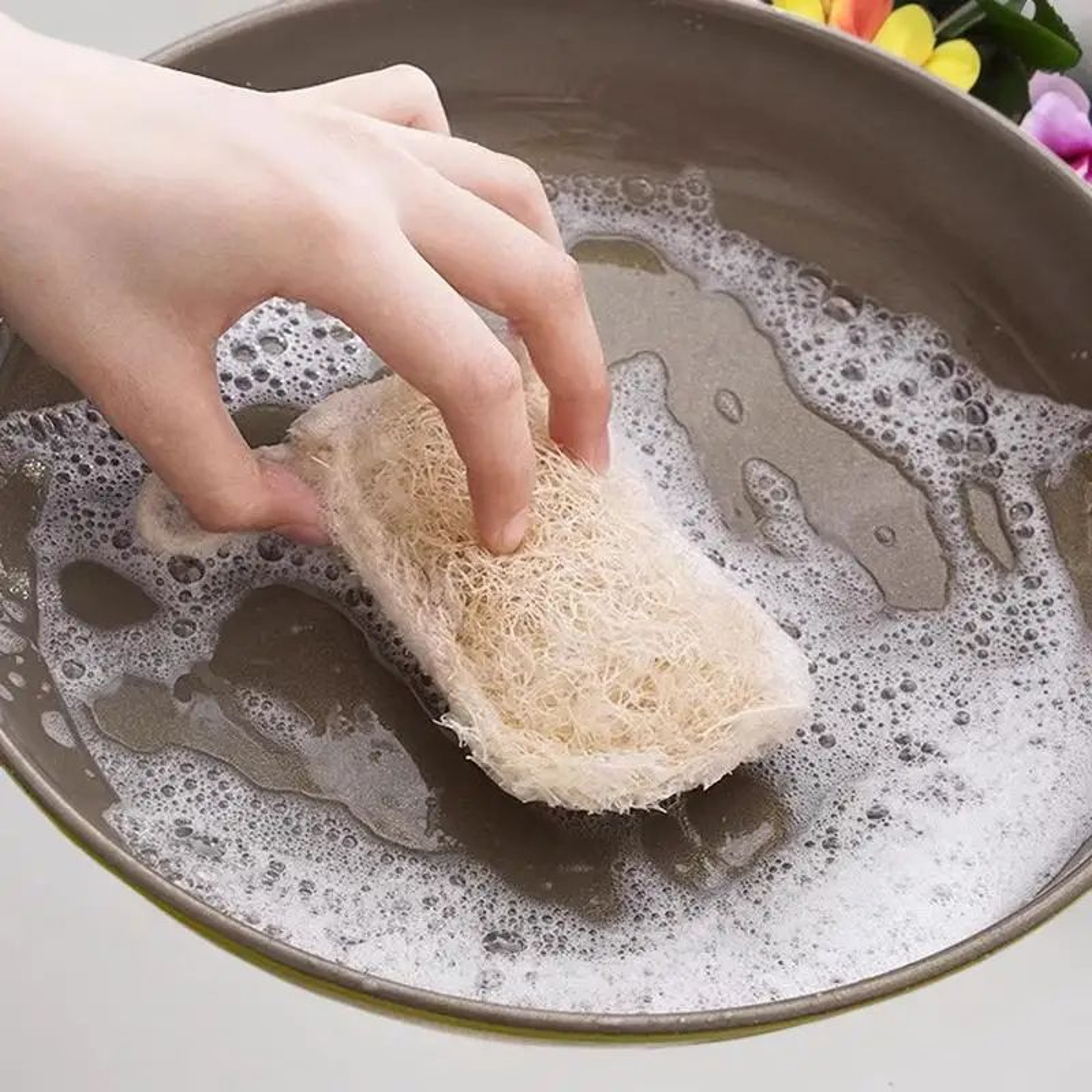Natural Luffa Dish Sponge Set Eco Friendly Kitchen Scrubber Pads 6 Pack 4