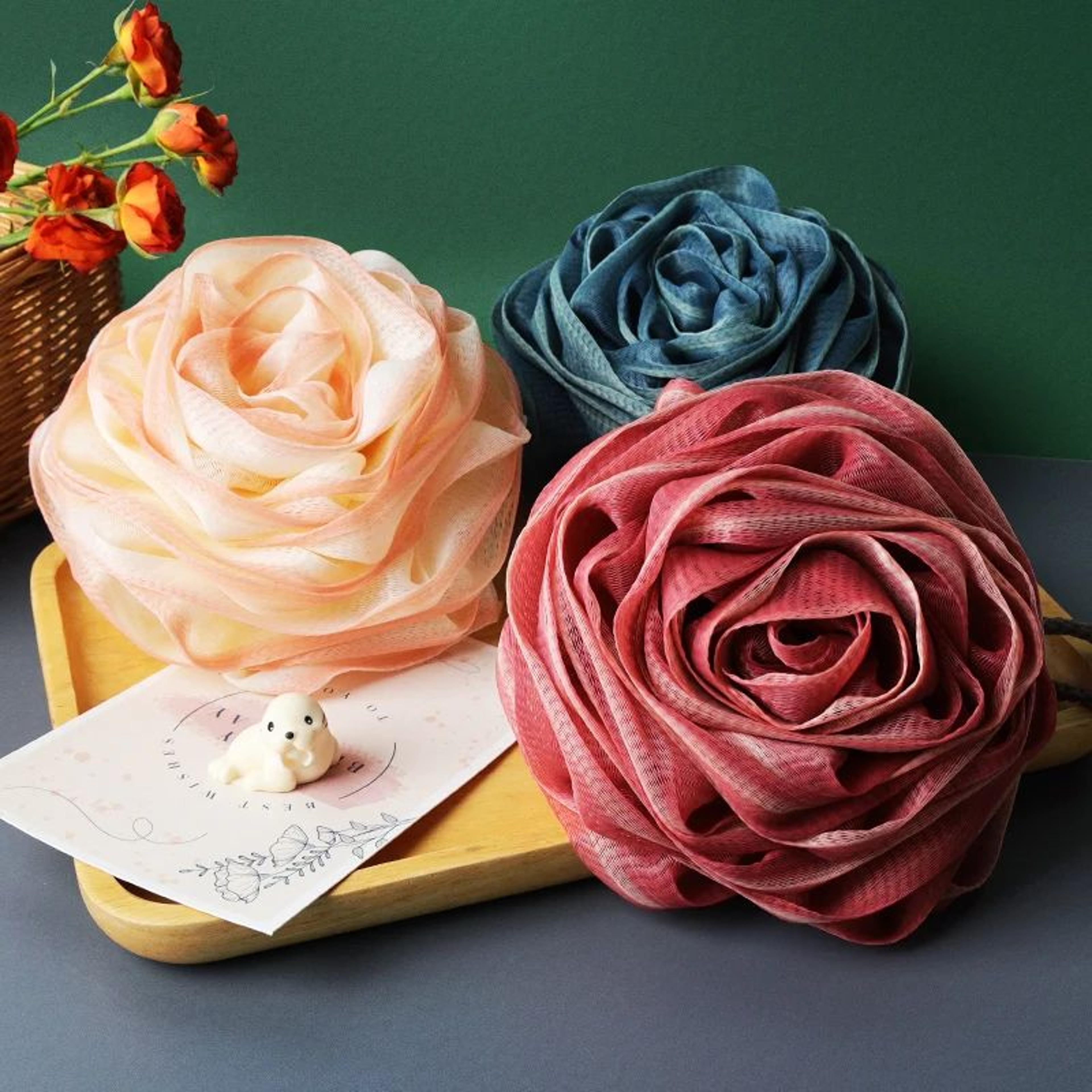 Rose Mesh Bath Sponge Exfoliating Shower Loofah Soft Body Cleaning Puff 0