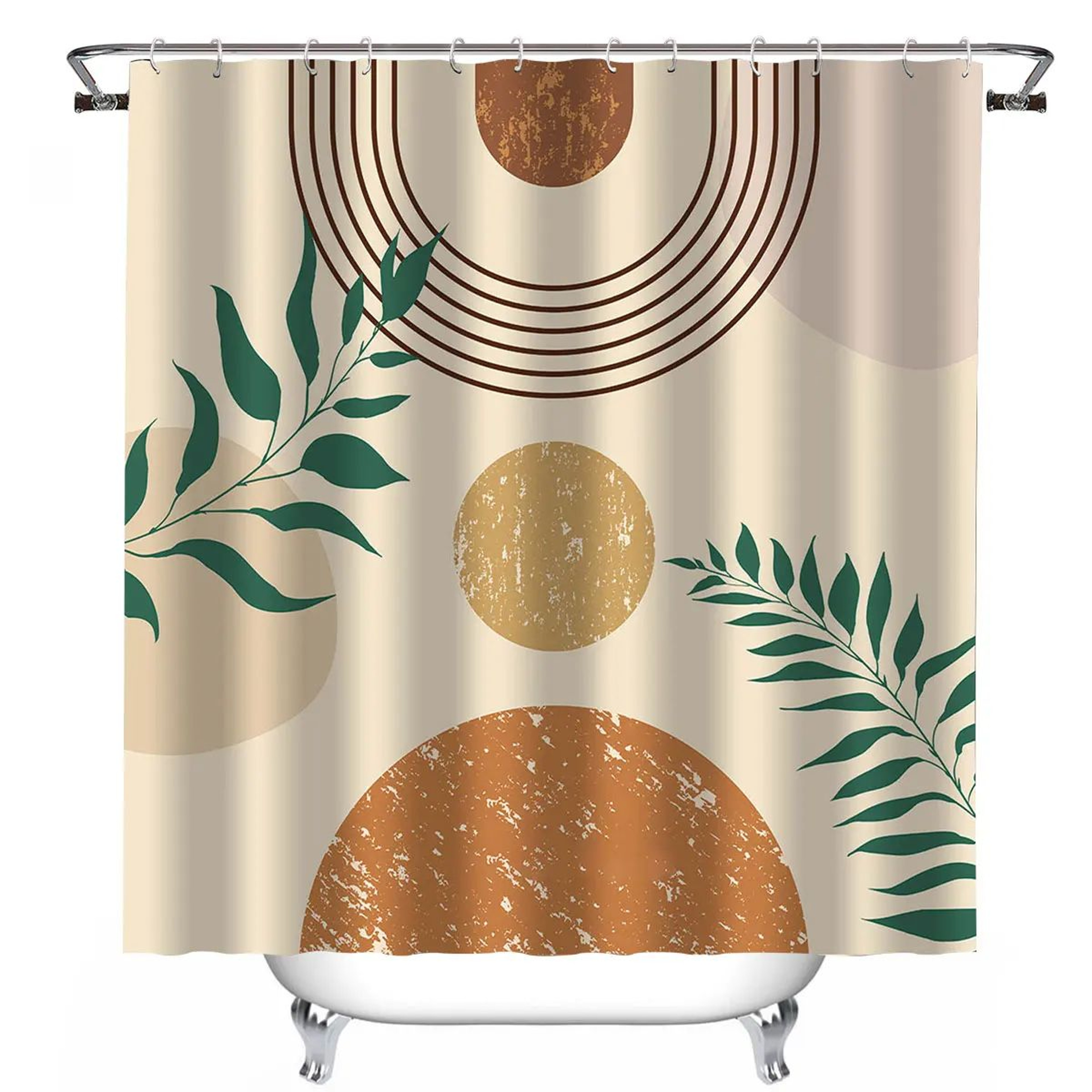 Double Layer Shower Curtain With Snap In Liner Waterproof Hookless Bathroom Curtain 8
