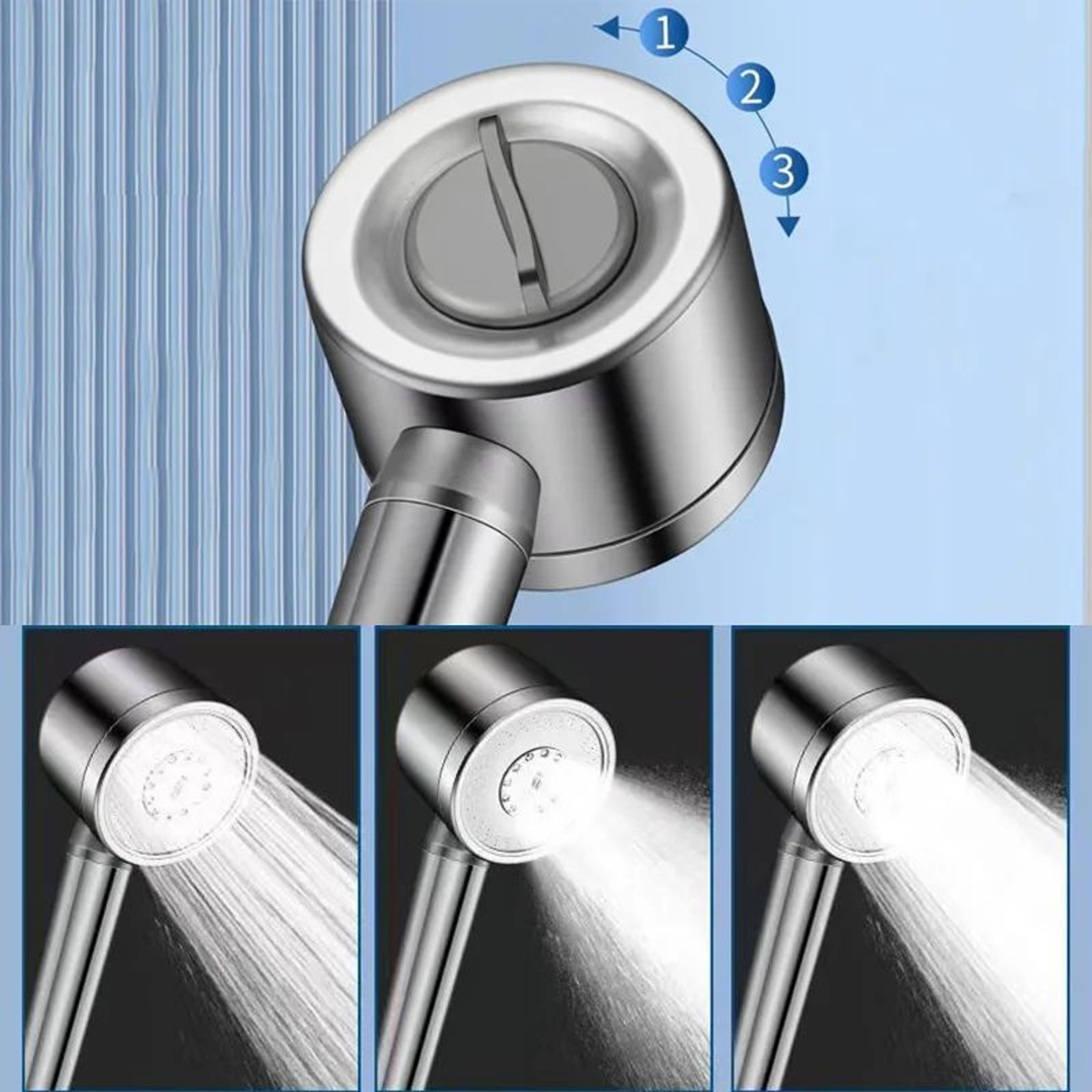 High Pressure Filtered Shower Head Stainless Steel Handheld Water Saver 1