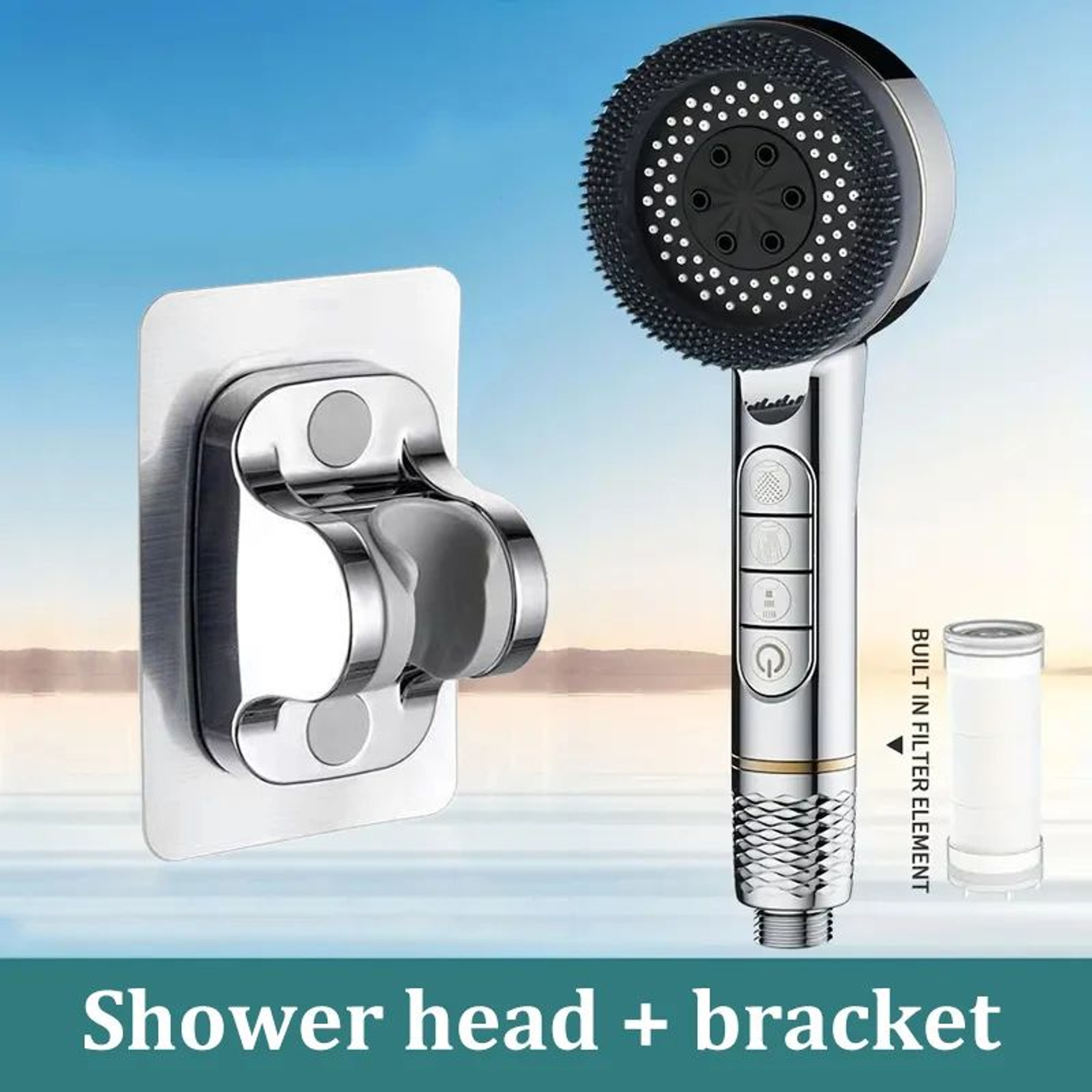High Pressure Handheld Shower Head 4 Mode Adjustable Bathroom Set 16