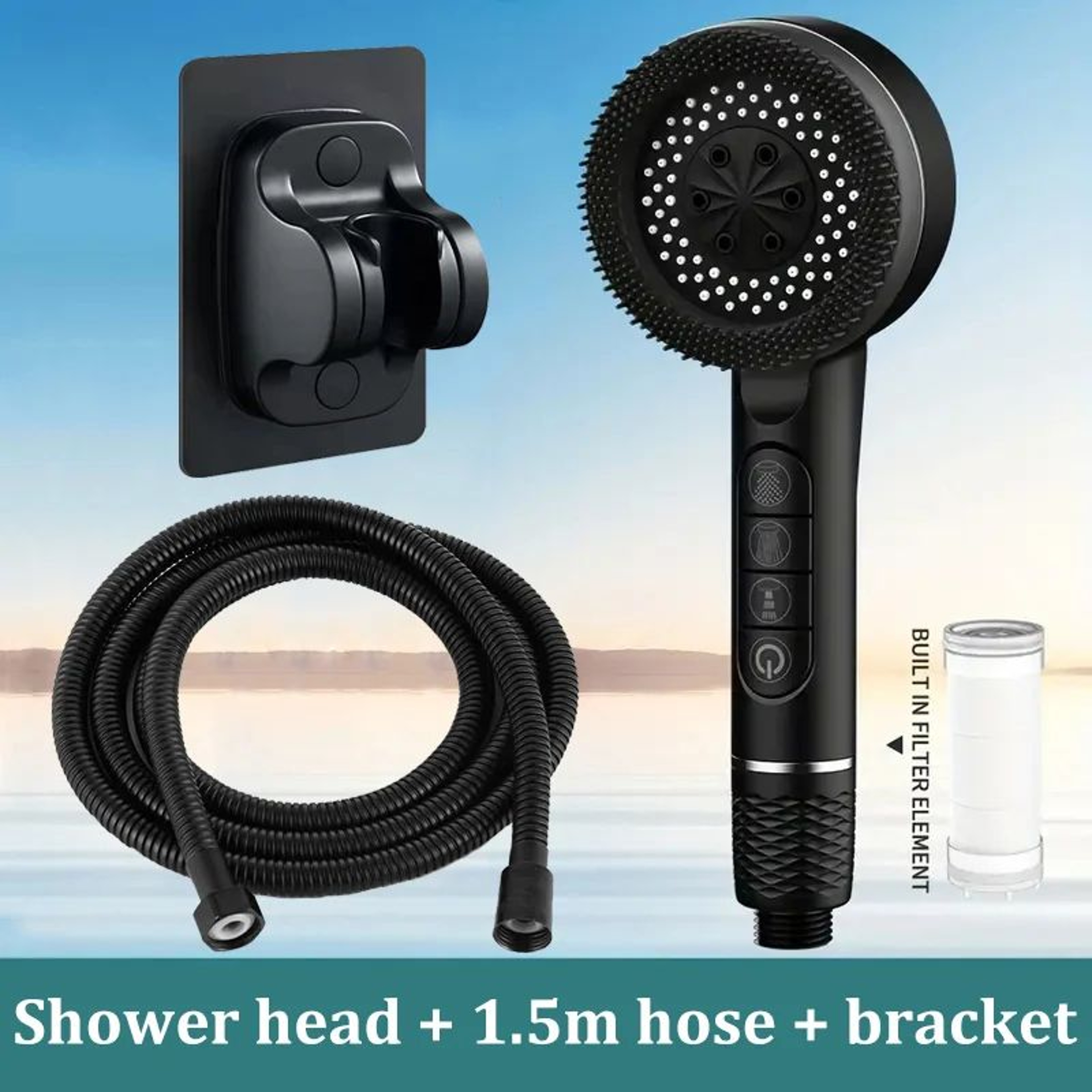 High Pressure Handheld Shower Head 4 Mode Adjustable Bathroom Set 9