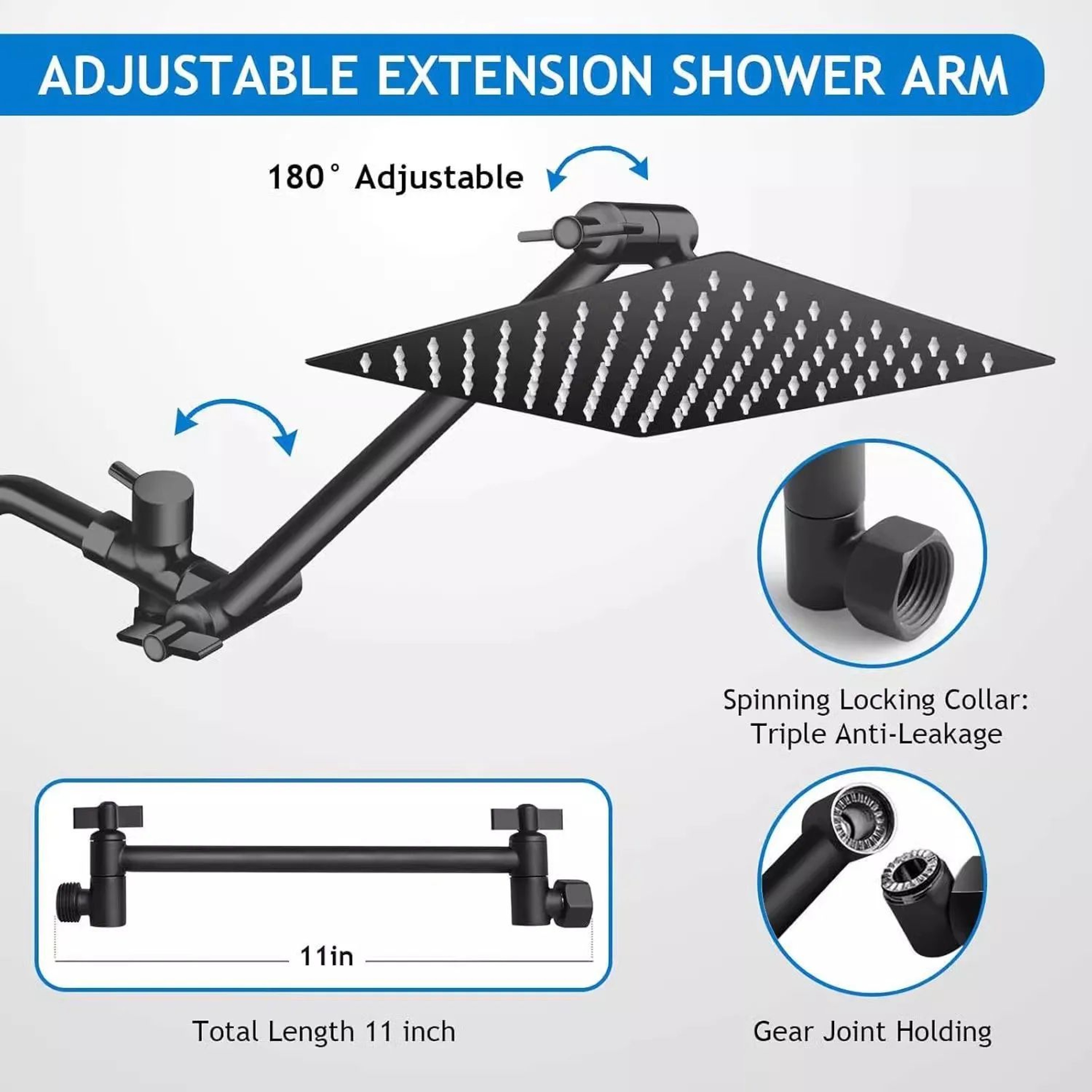 Stainless Steel Rainfall Shower Head Set With Handheld 5 Mode Adjustable 4