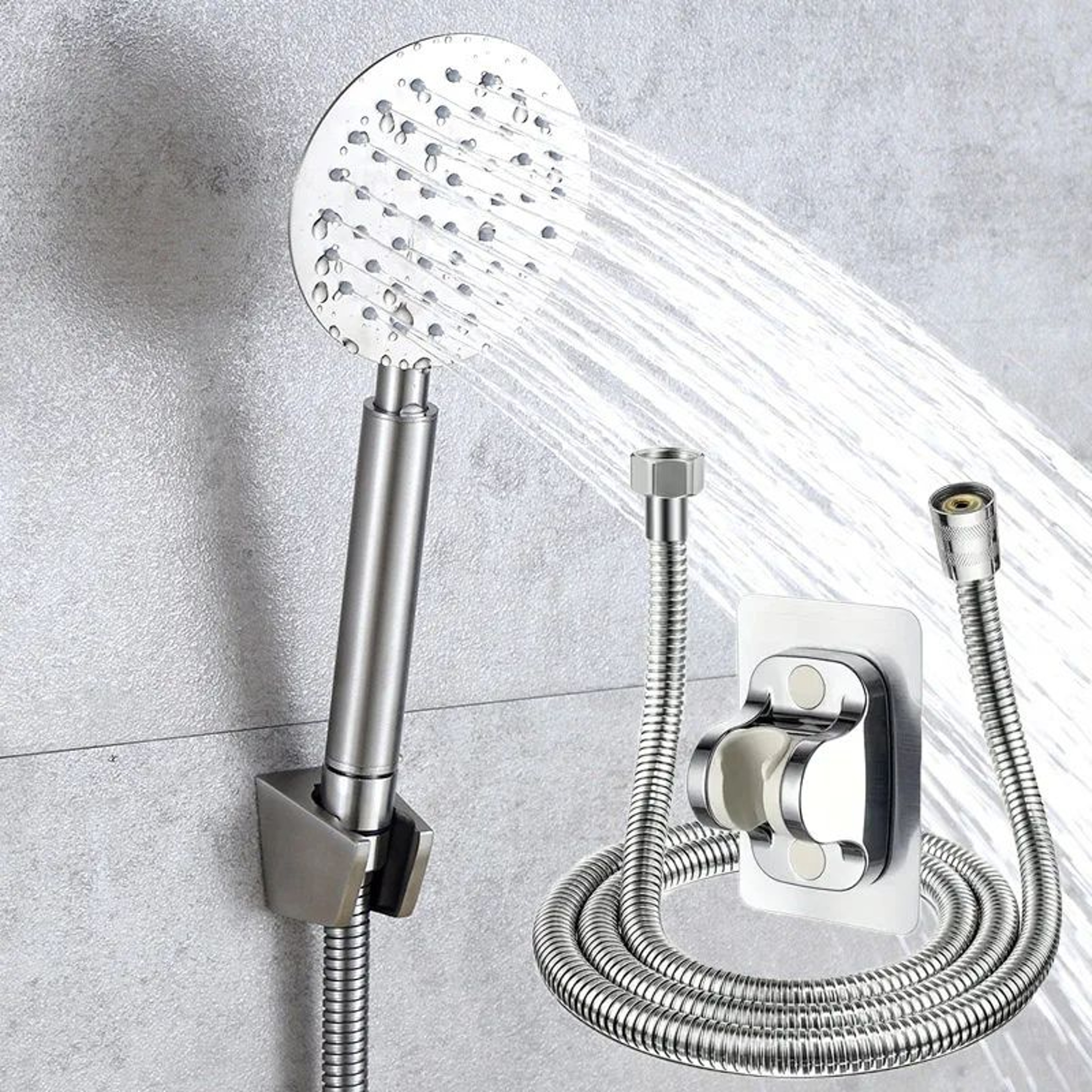 High Pressure Handheld Shower Head Stainless Steel Bathroom Set 0