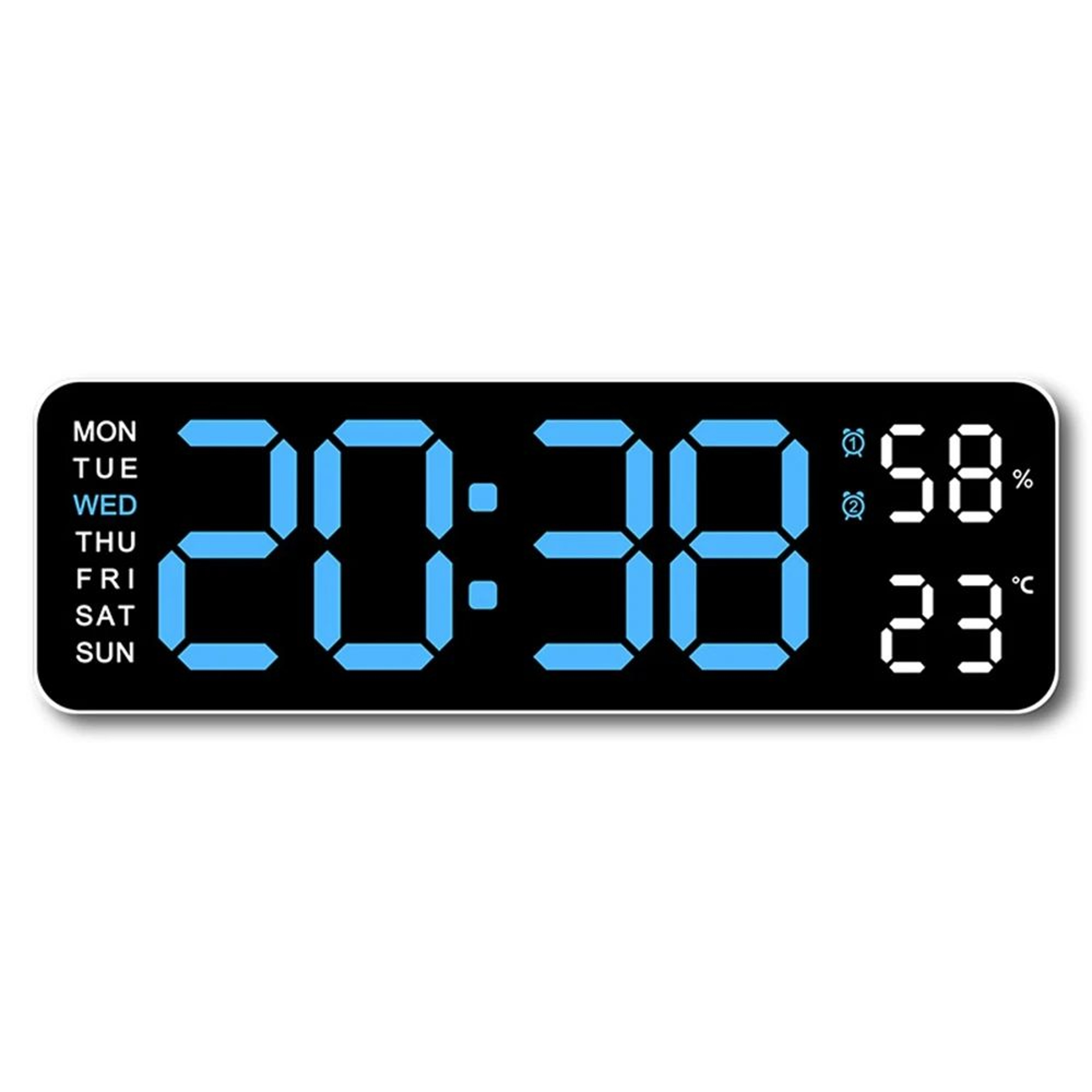 Large LED Digital Wall Clock With Temperature Humidity Display And Adjustable Brightness 6
