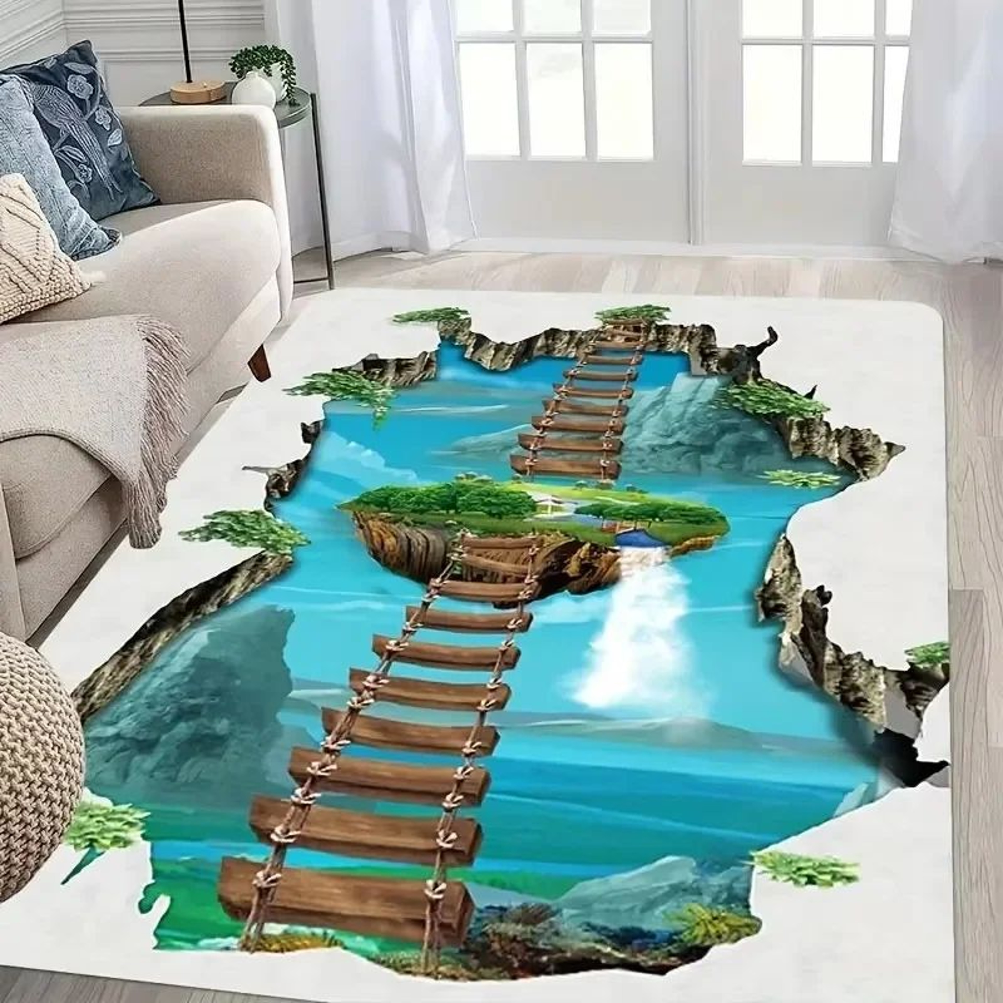 3D Desert Crack Area Rug Non Slip Washable Floor Mat For Living Room Bedroom Decor 15