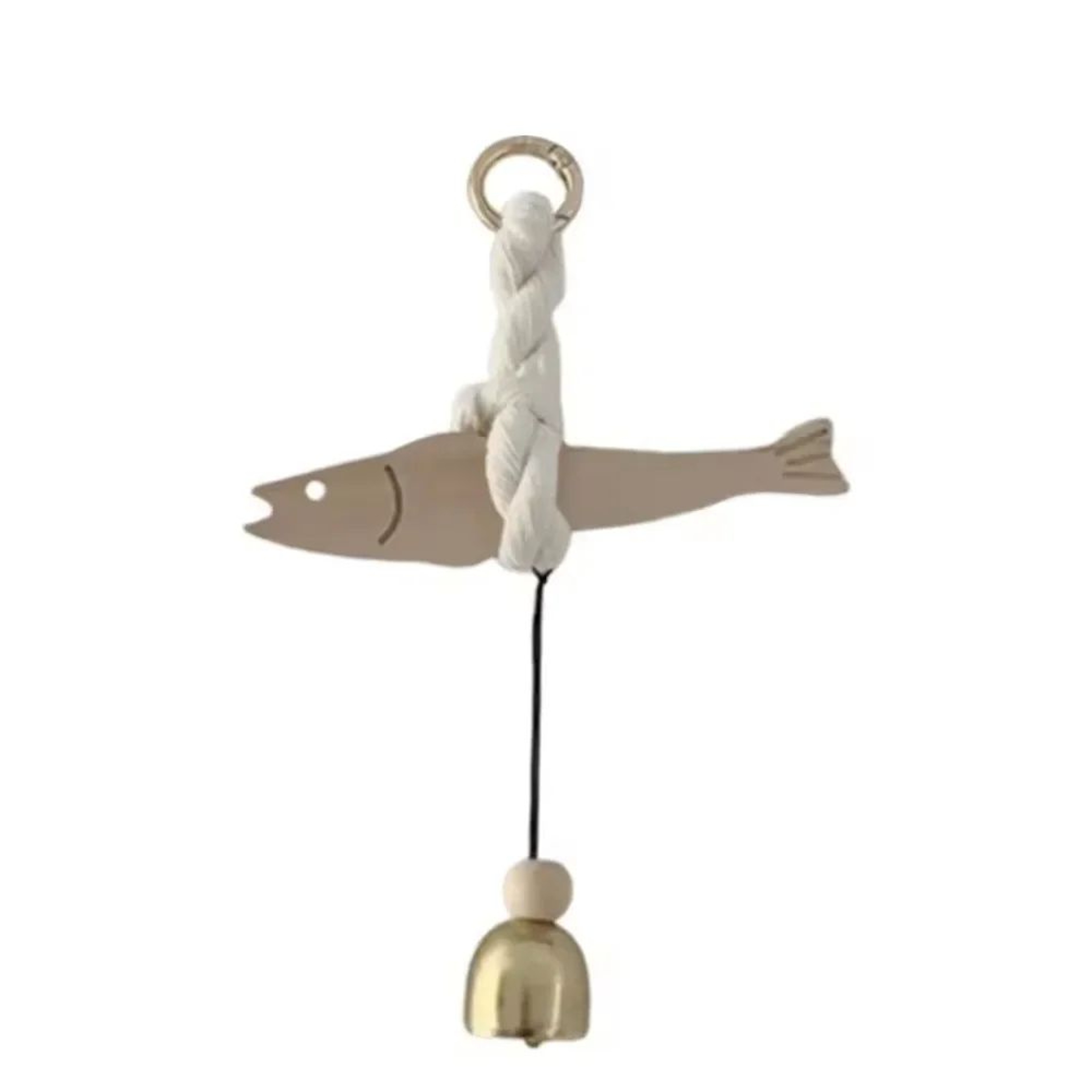 Wooden Fish Wall Hanging Bell Coastal Door Decor 8