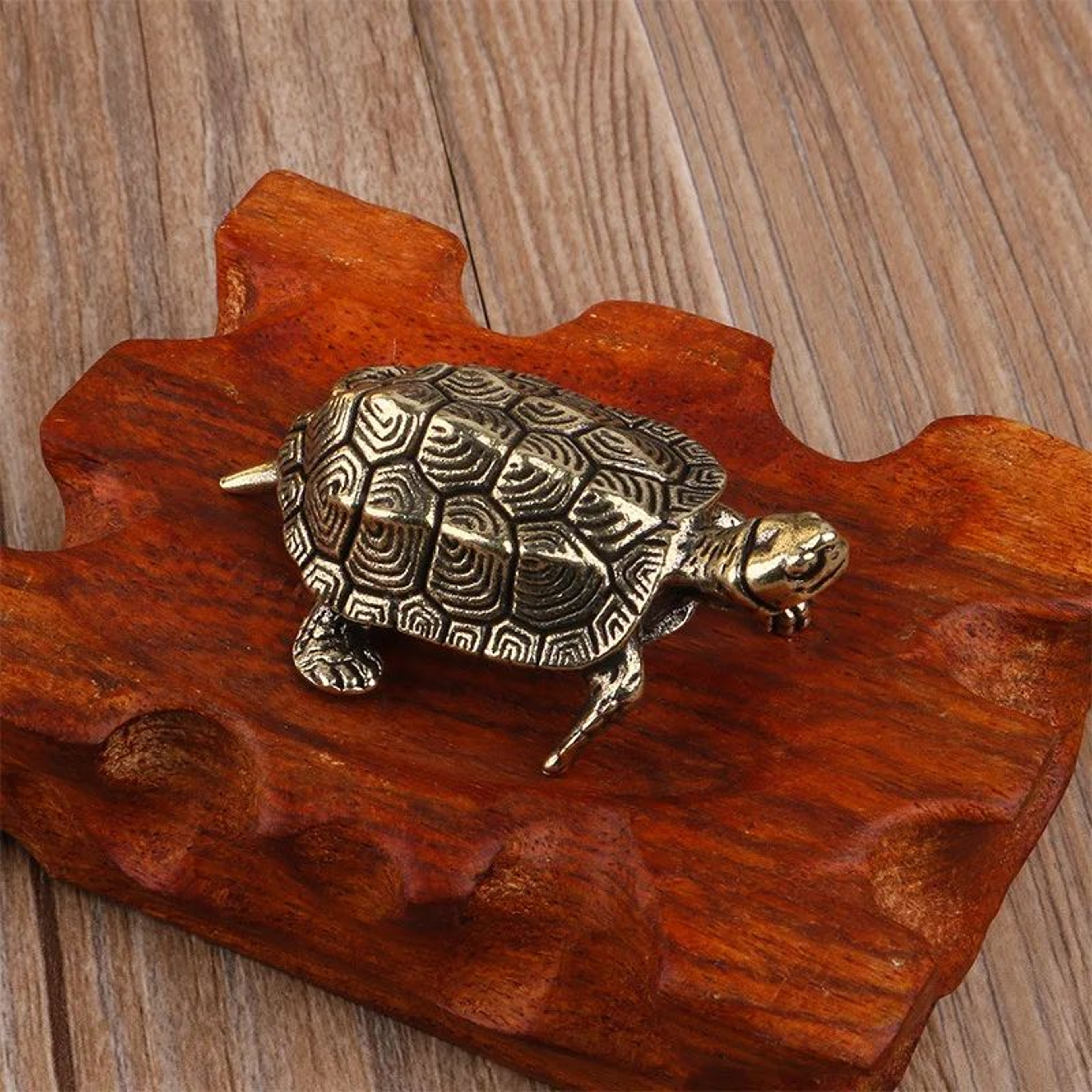 Vintage Brass Turtle Figurine Feng Shui Decor For Desk And Home 4