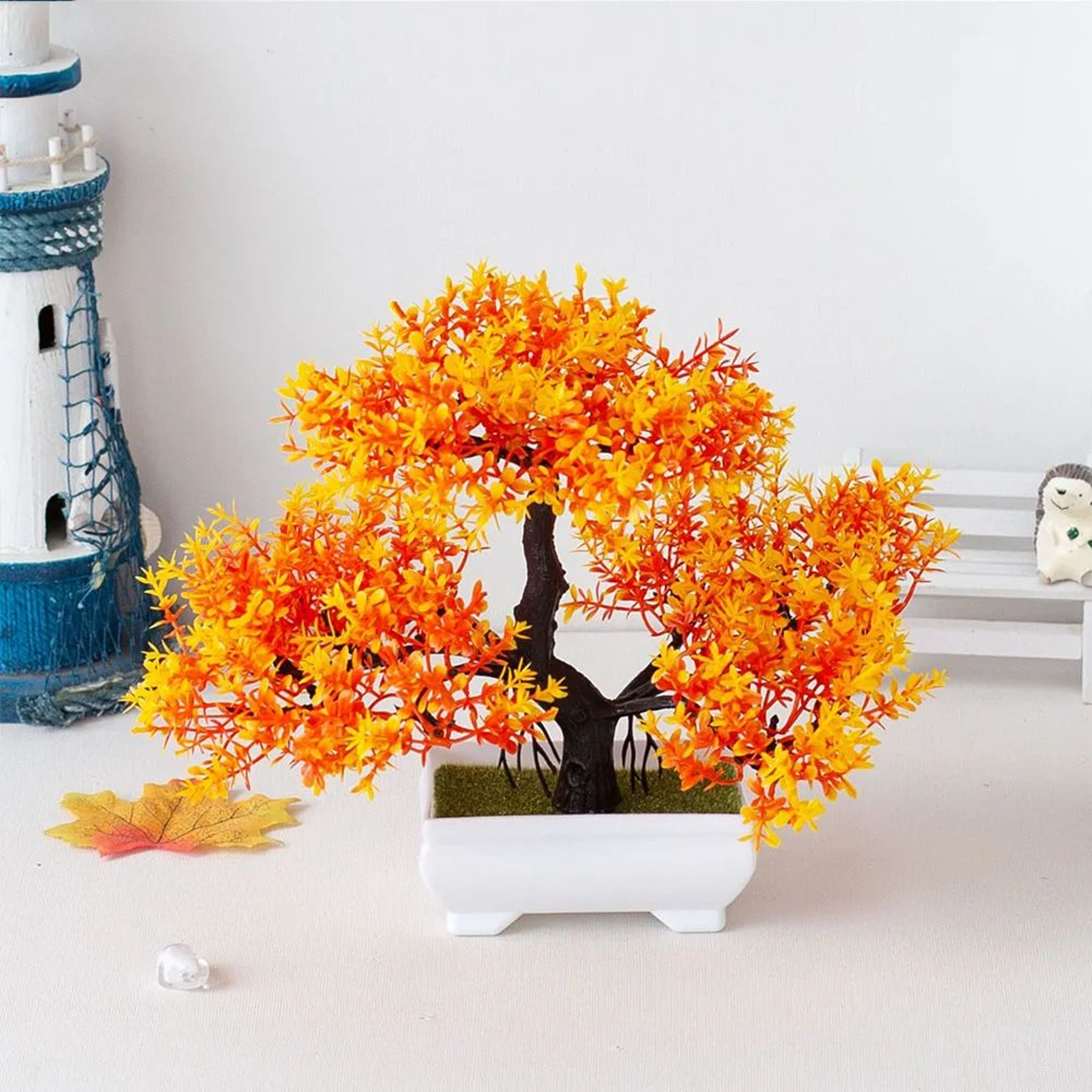 Mini Artificial Bonsai Tree Potted Plant For Desk And Home Decor 16