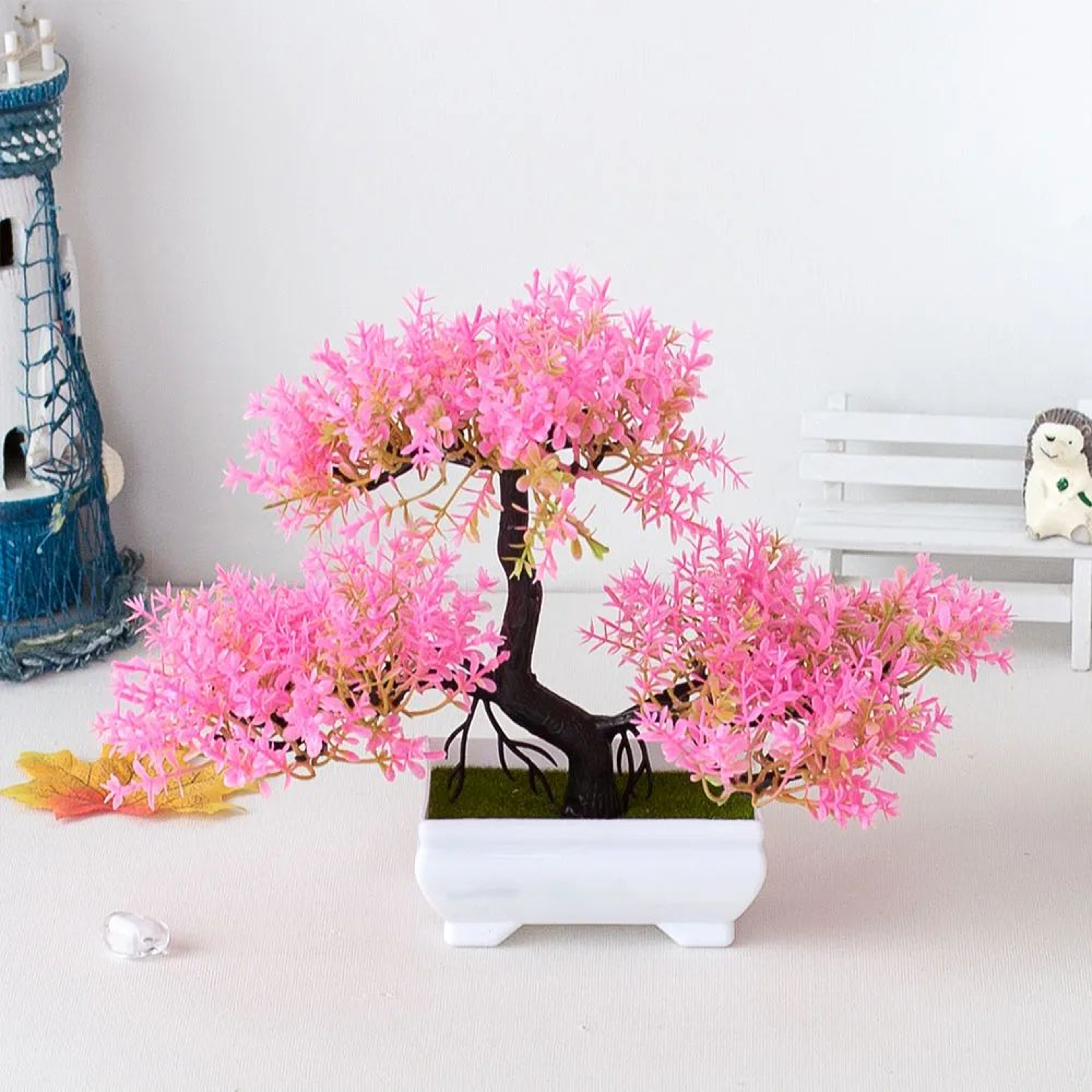 Mini Artificial Bonsai Tree Potted Plant For Desk And Home Decor 10