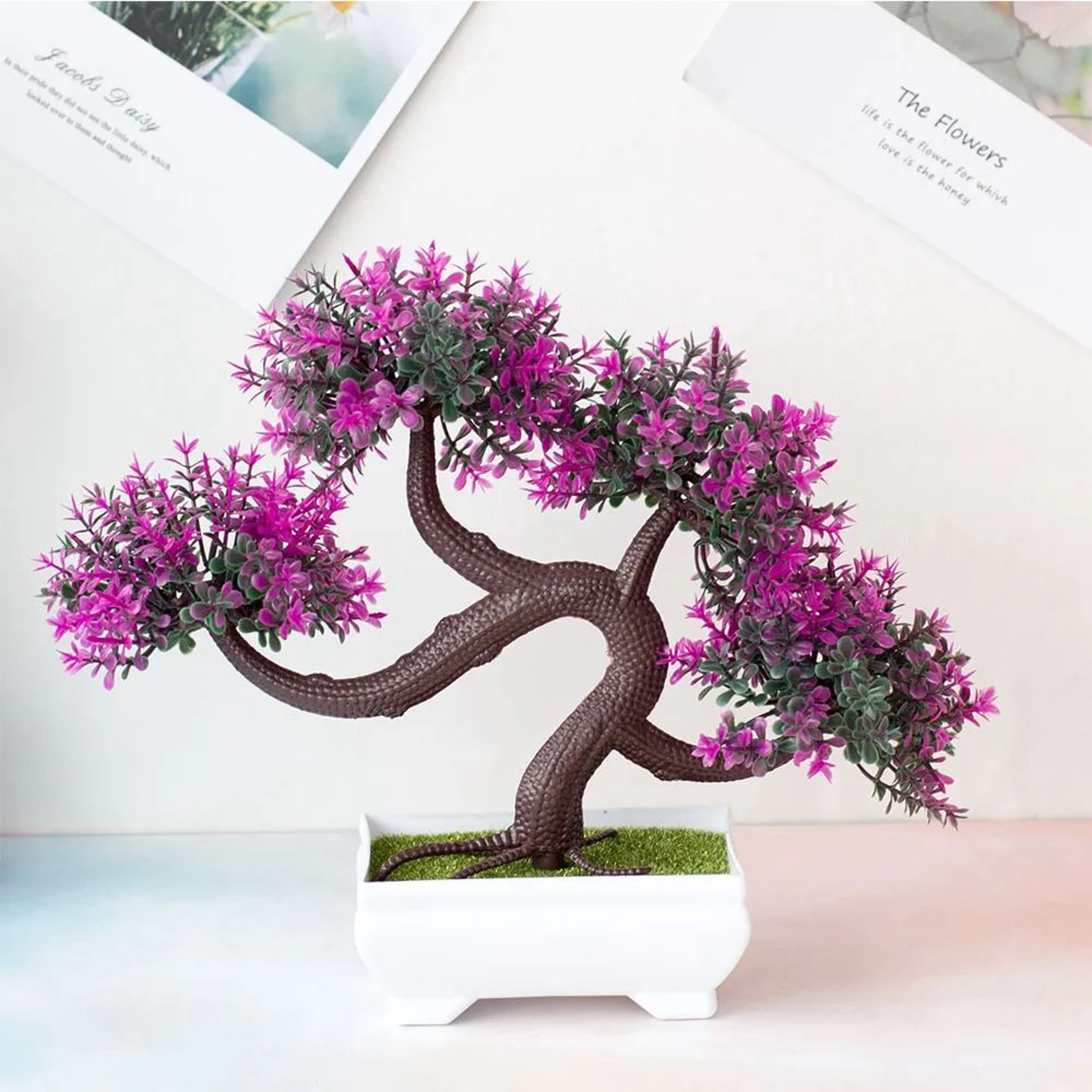 Mini Artificial Bonsai Tree Potted Plant For Desk And Home Decor 18