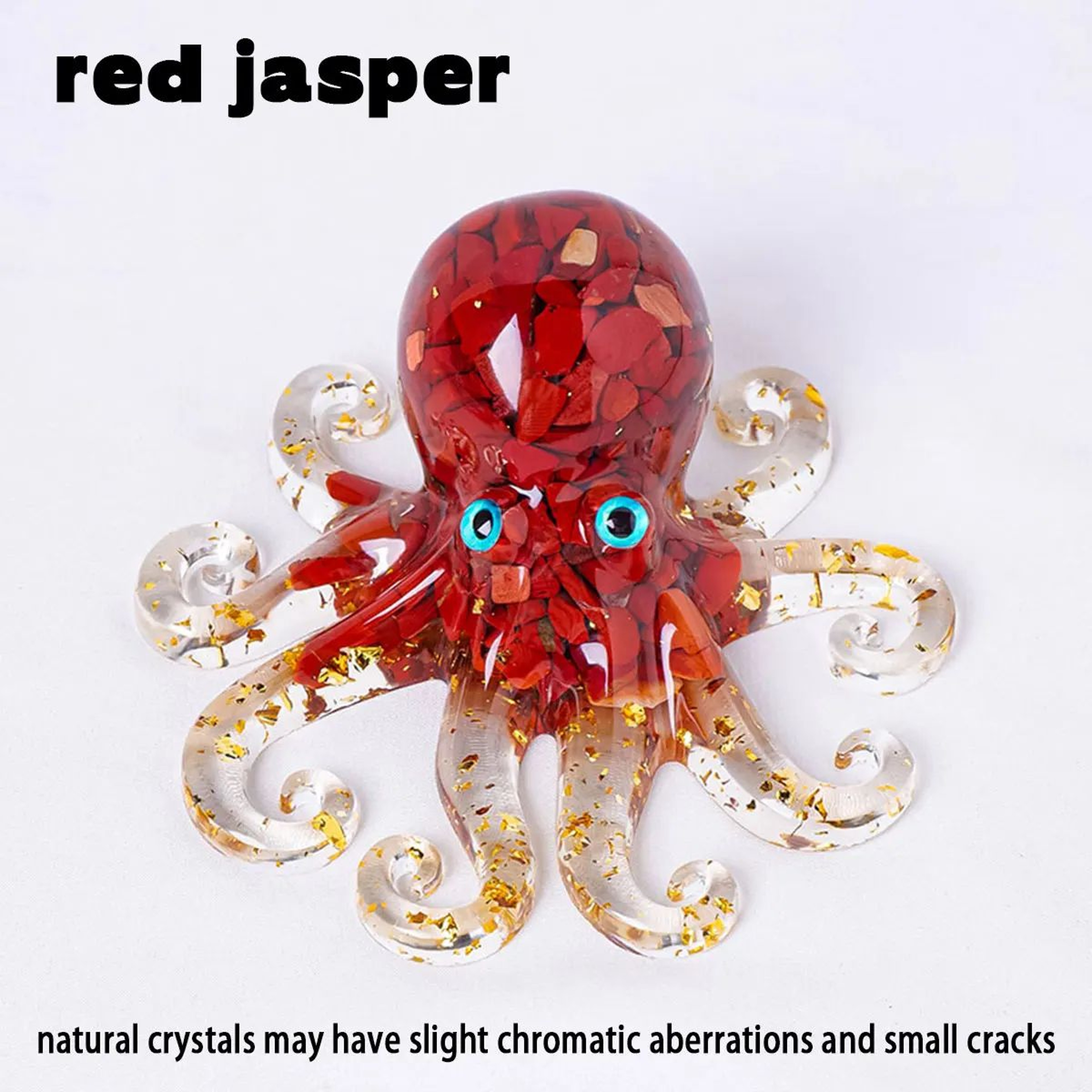 Natural Crystal Octopus Statue Decorative Resin Sculpture Reiki Stone Desk Ornament 8